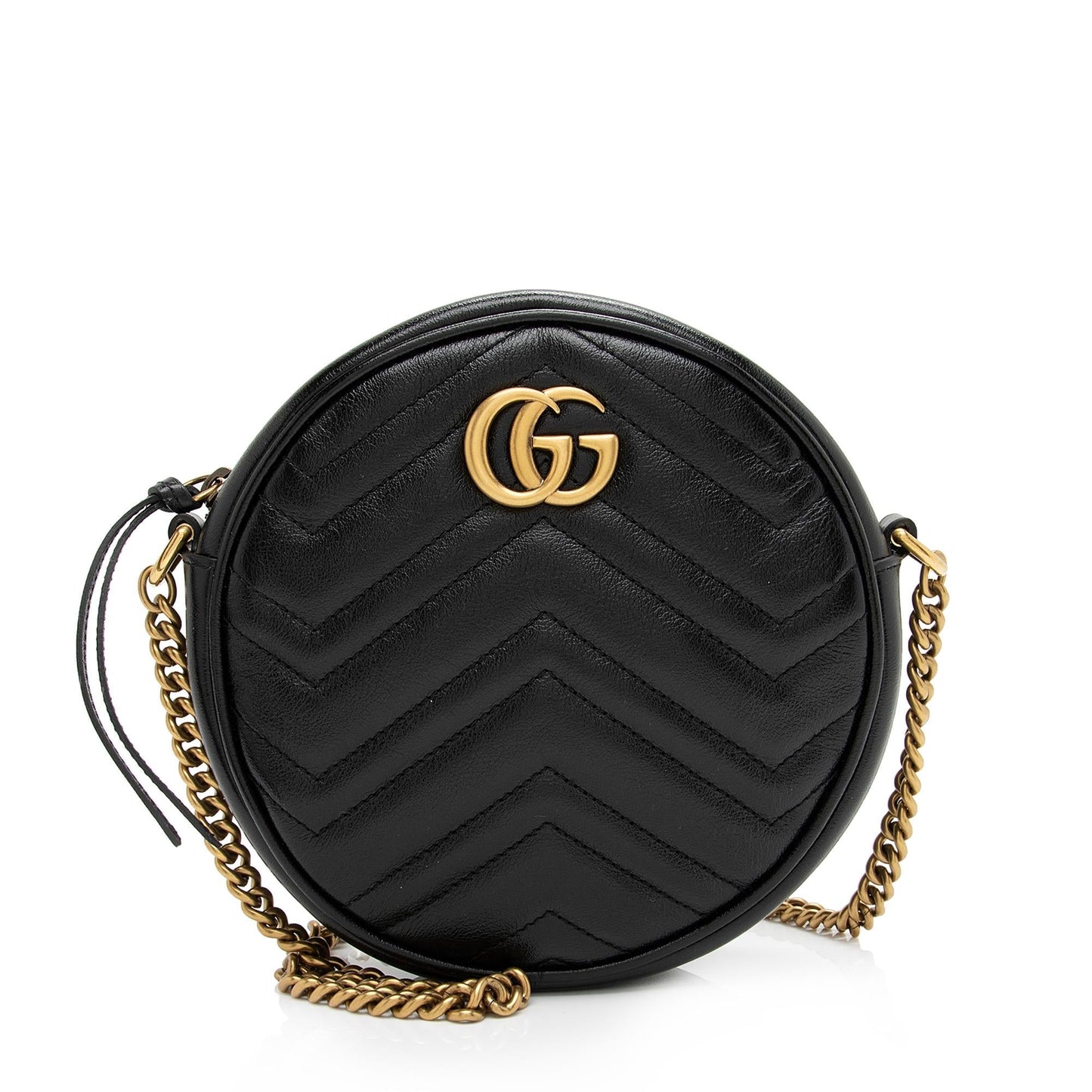 Gucci GG Marmont Round SHF-16xHJX Matelasse Leather Black Mini Crossbody Bag