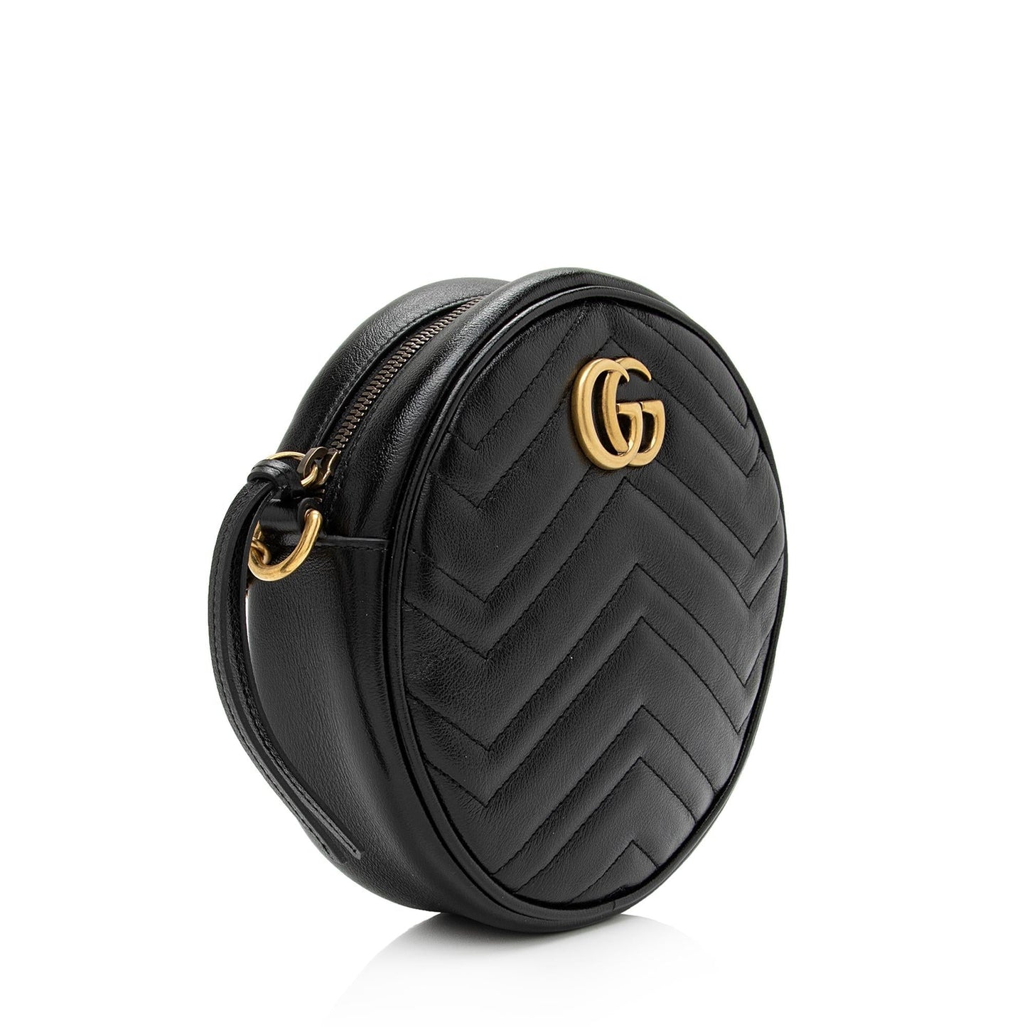Gucci GG Marmont Round SHF-16xHJX Matelasse Leather Black Mini Crossbody Bag