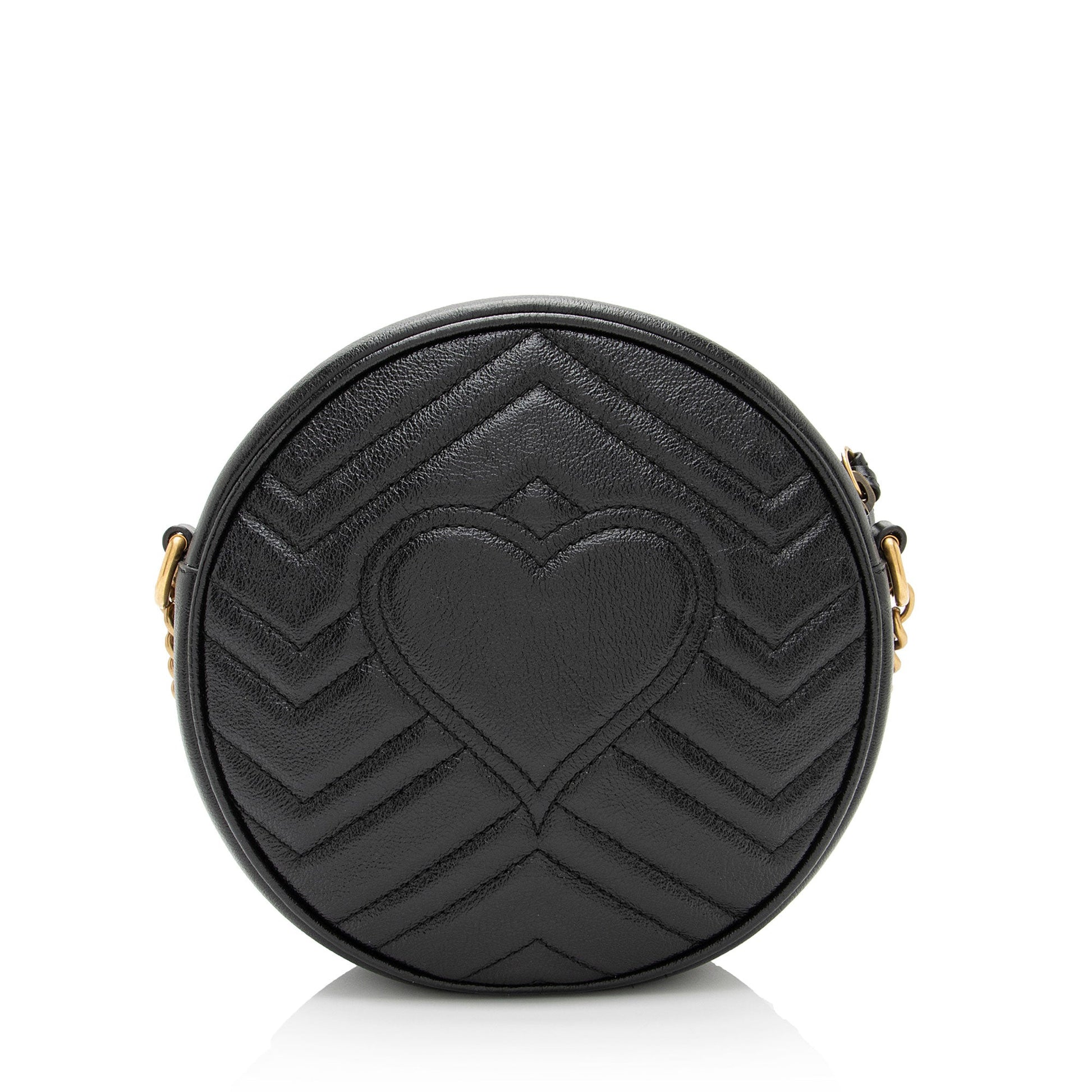 Gucci GG Marmont Round SHF-CQiicg Matelasse Leather Black Mini Crossbody Bag