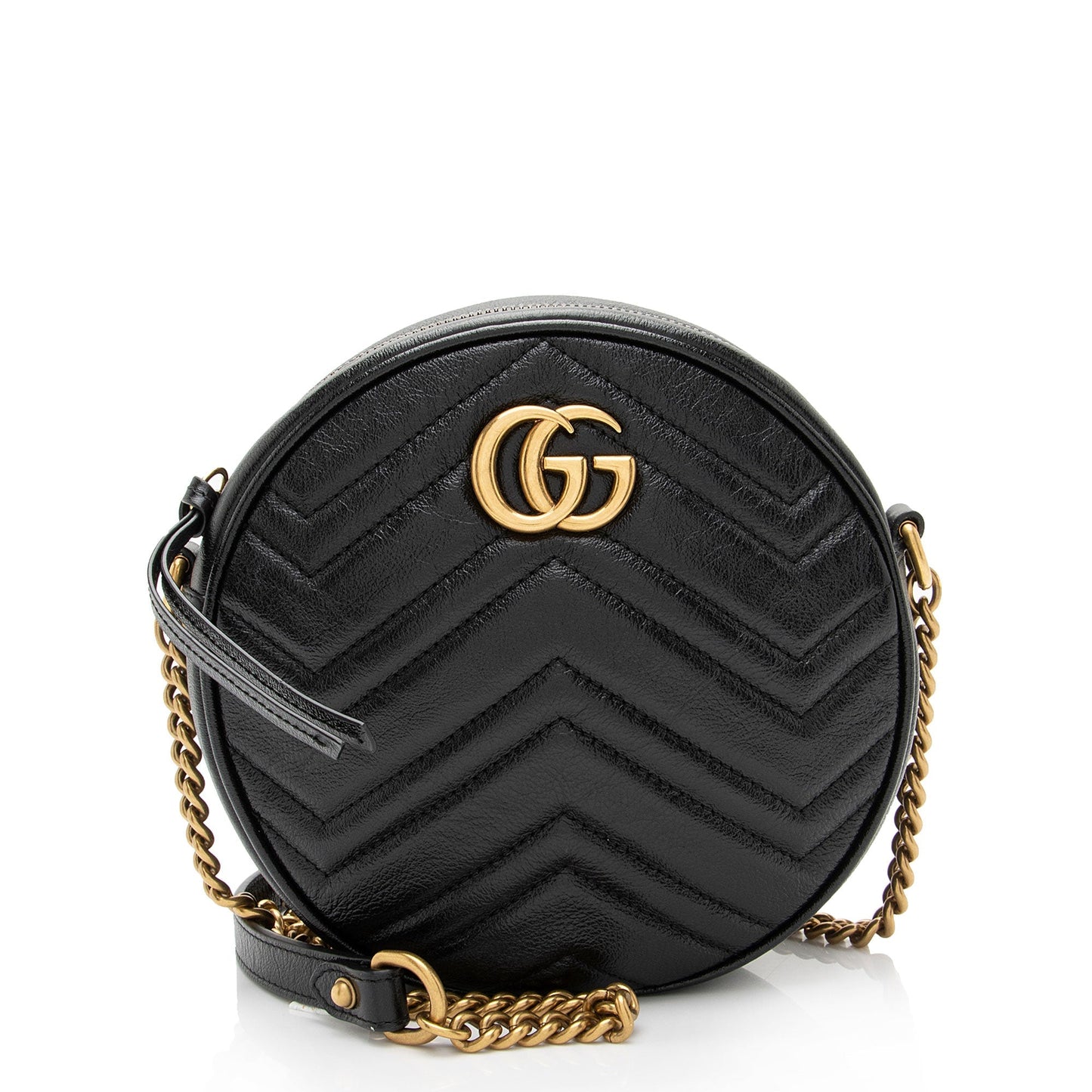 Gucci GG Marmont Round SHF-CQiicg Matelasse Leather Black Mini Crossbody Bag