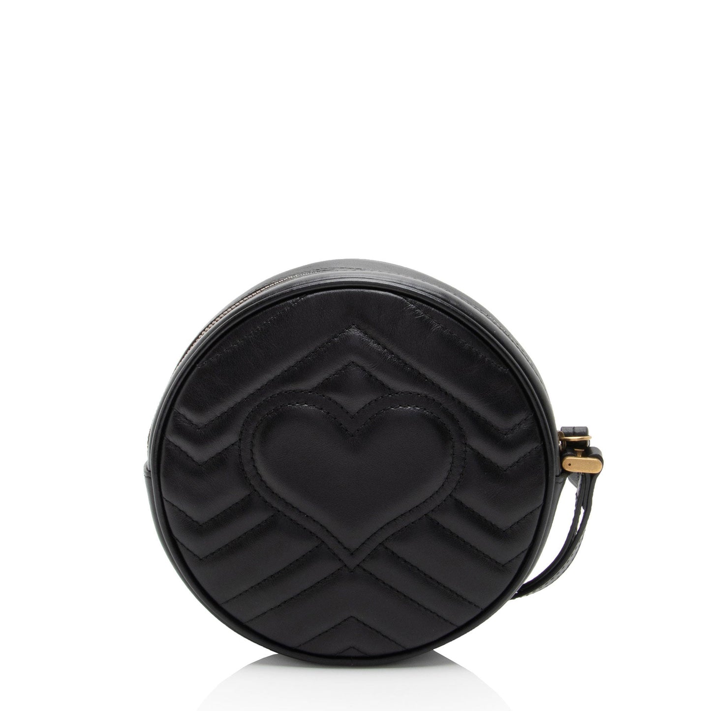 Gucci GG Marmont Round Wristlet SHF-Zt6z5J Matelasse Leather Black Clutch Bag