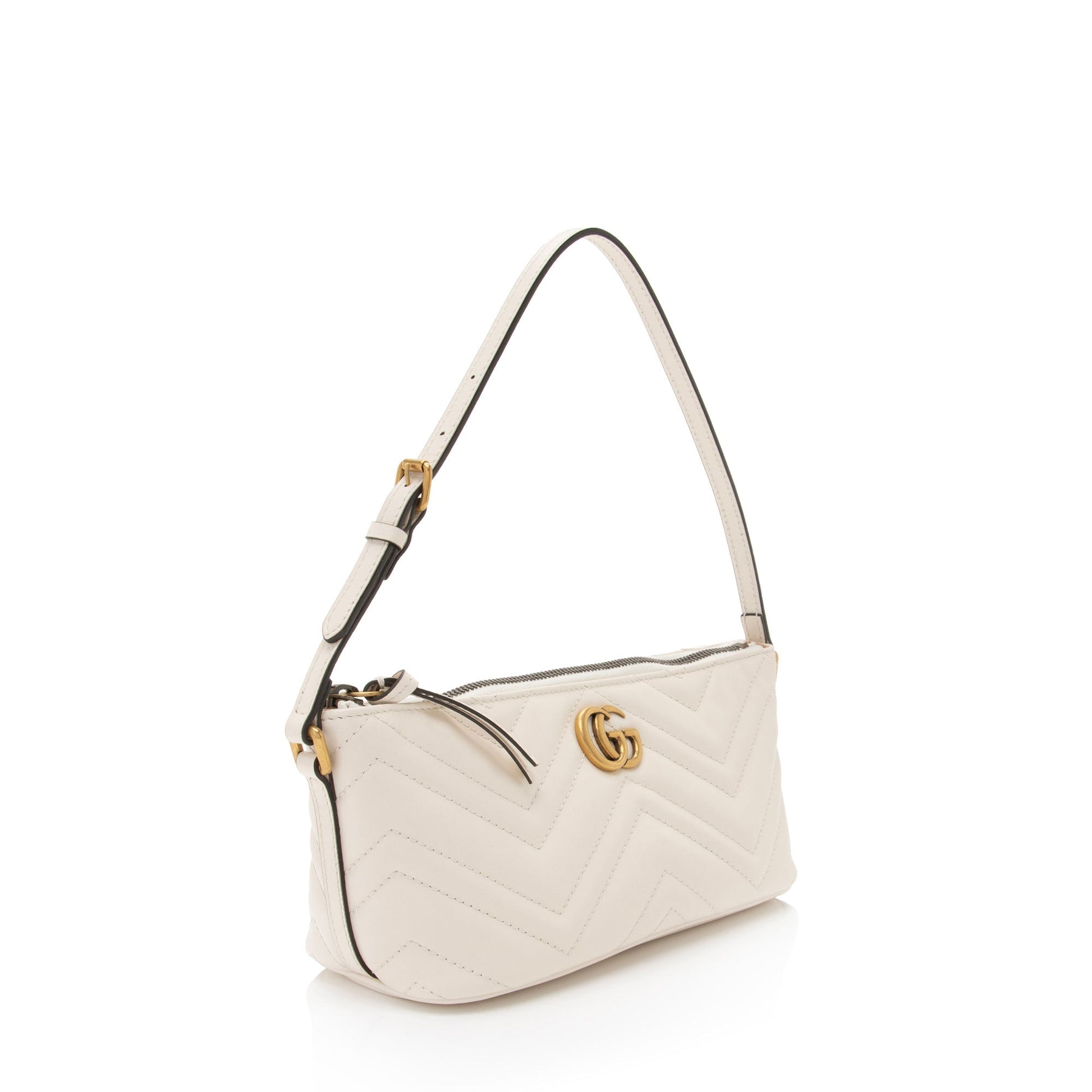 Gucci GG Marmont Sling SHF-9zKBOp Matelasse Leather White Shoulder Bag