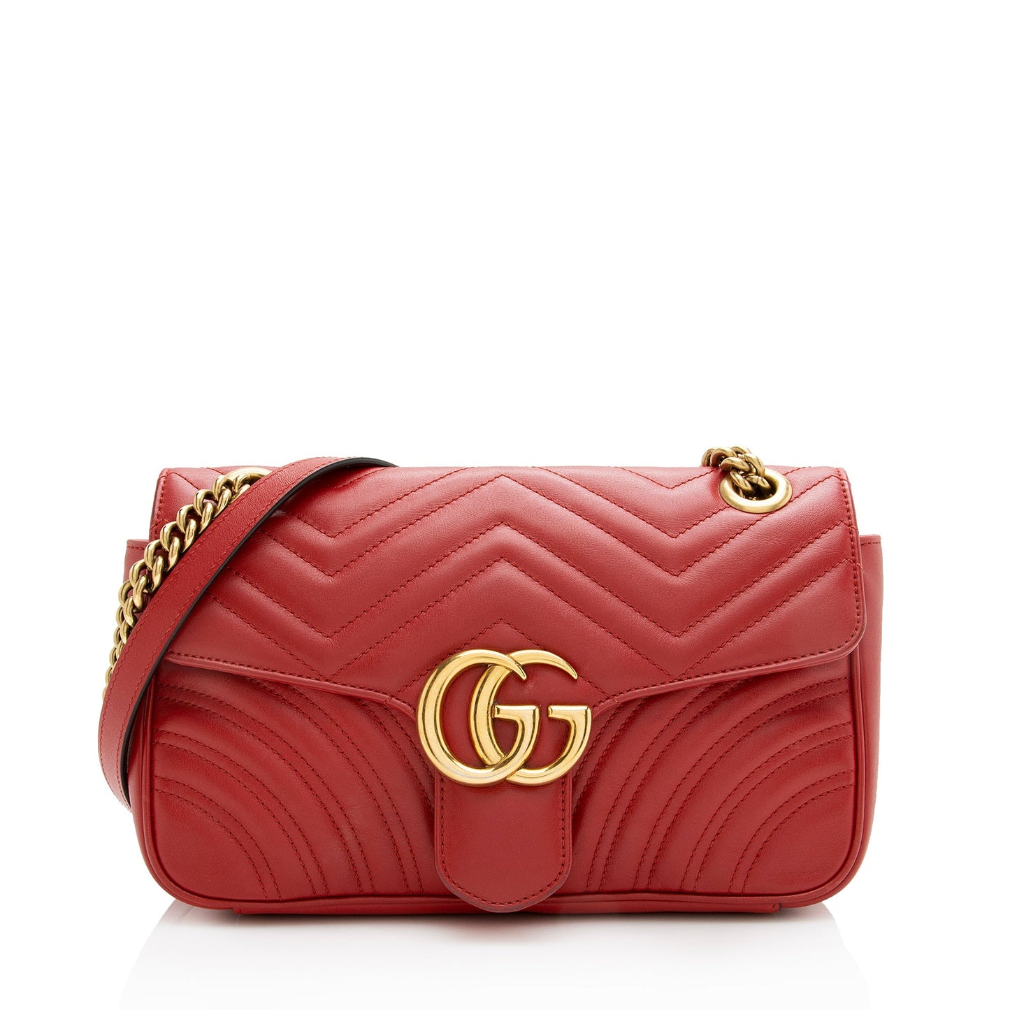 Gucci GG Marmont SHF Matelasse Leather Red Small Crossbody Bag