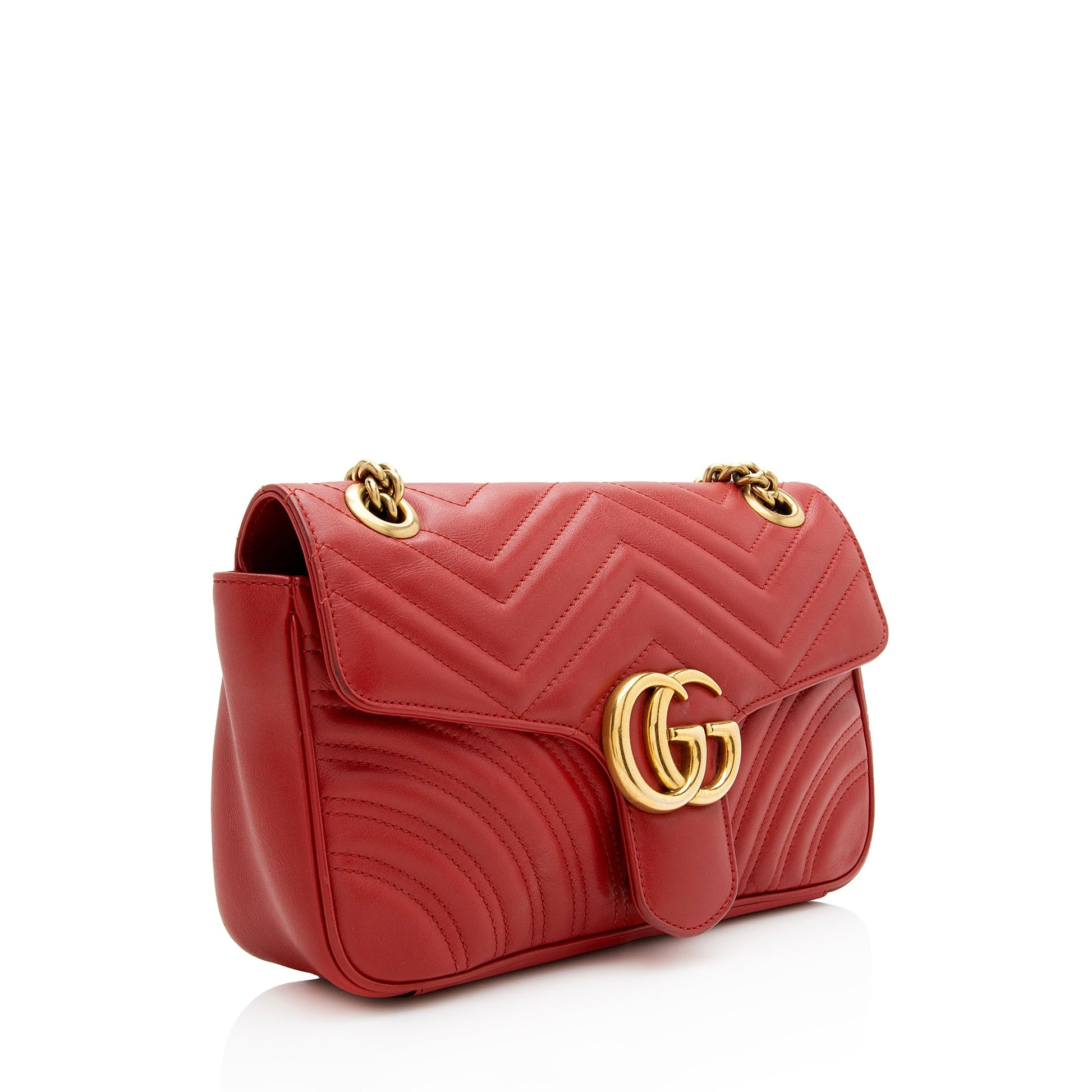 Gucci GG Marmont SHF Matelasse Leather Red Small Crossbody Bag