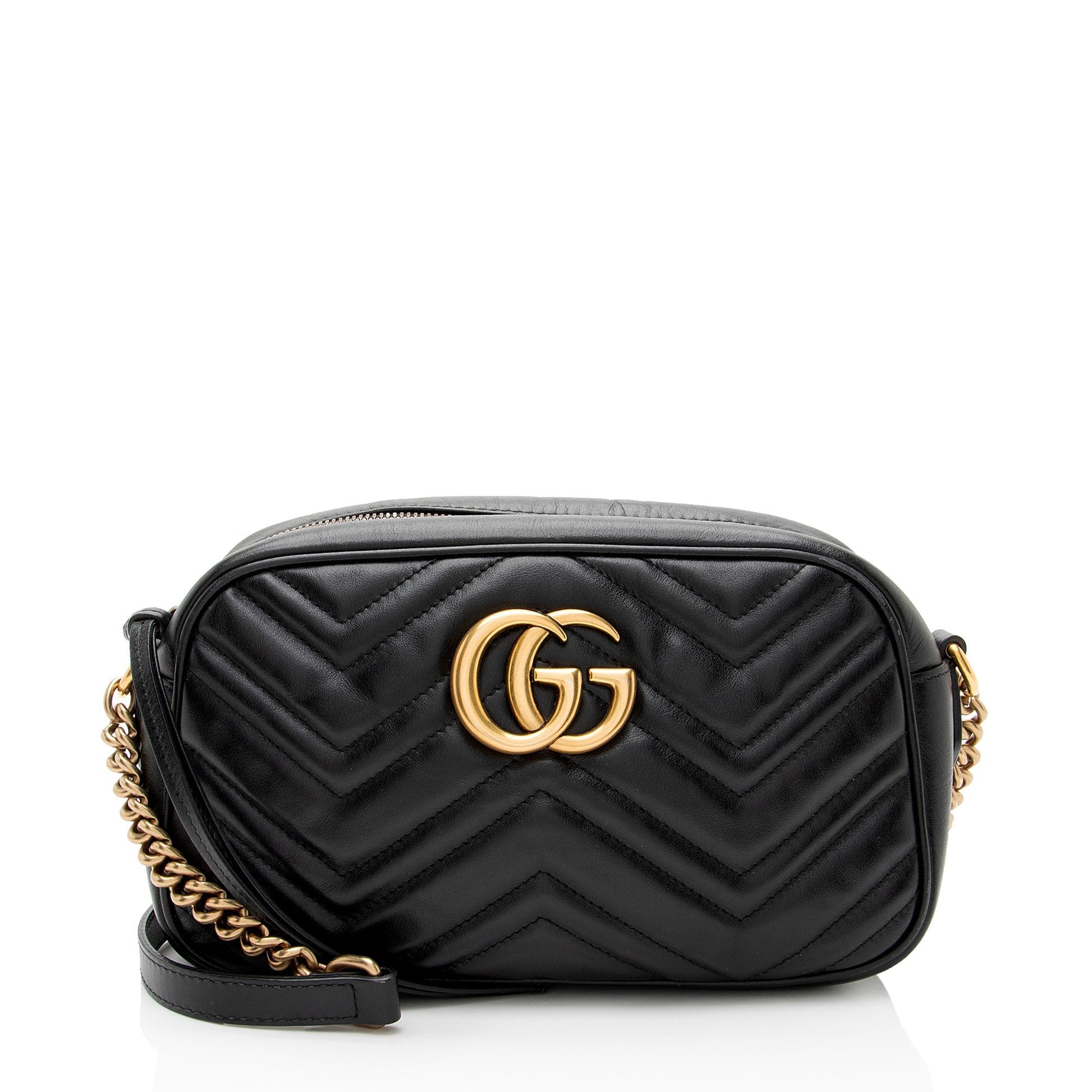 Gucci GG Marmont Camera Matelasse Leather Black Small Crossbody Bag Camera Bag