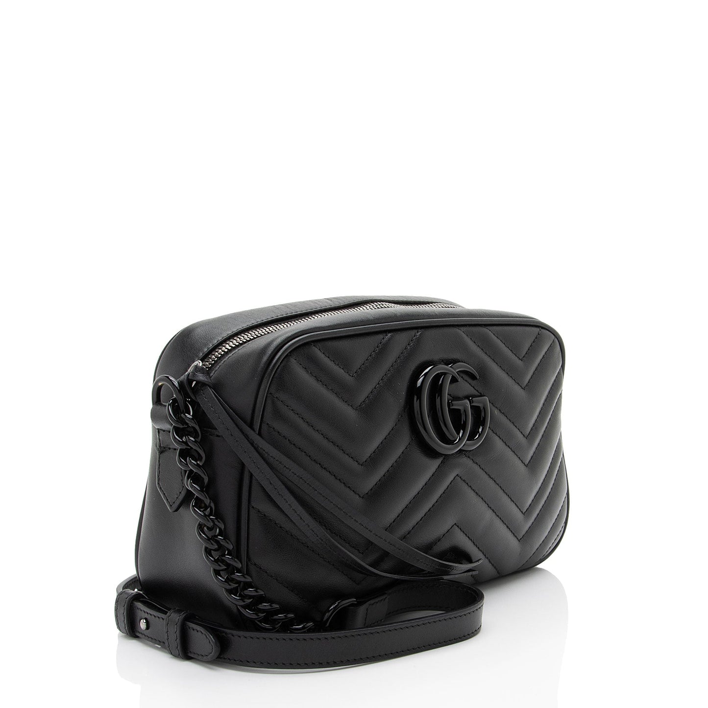 Gucci Monochrome GG Marmont Camera Matelasse Leather Black Small Crossbody Bag