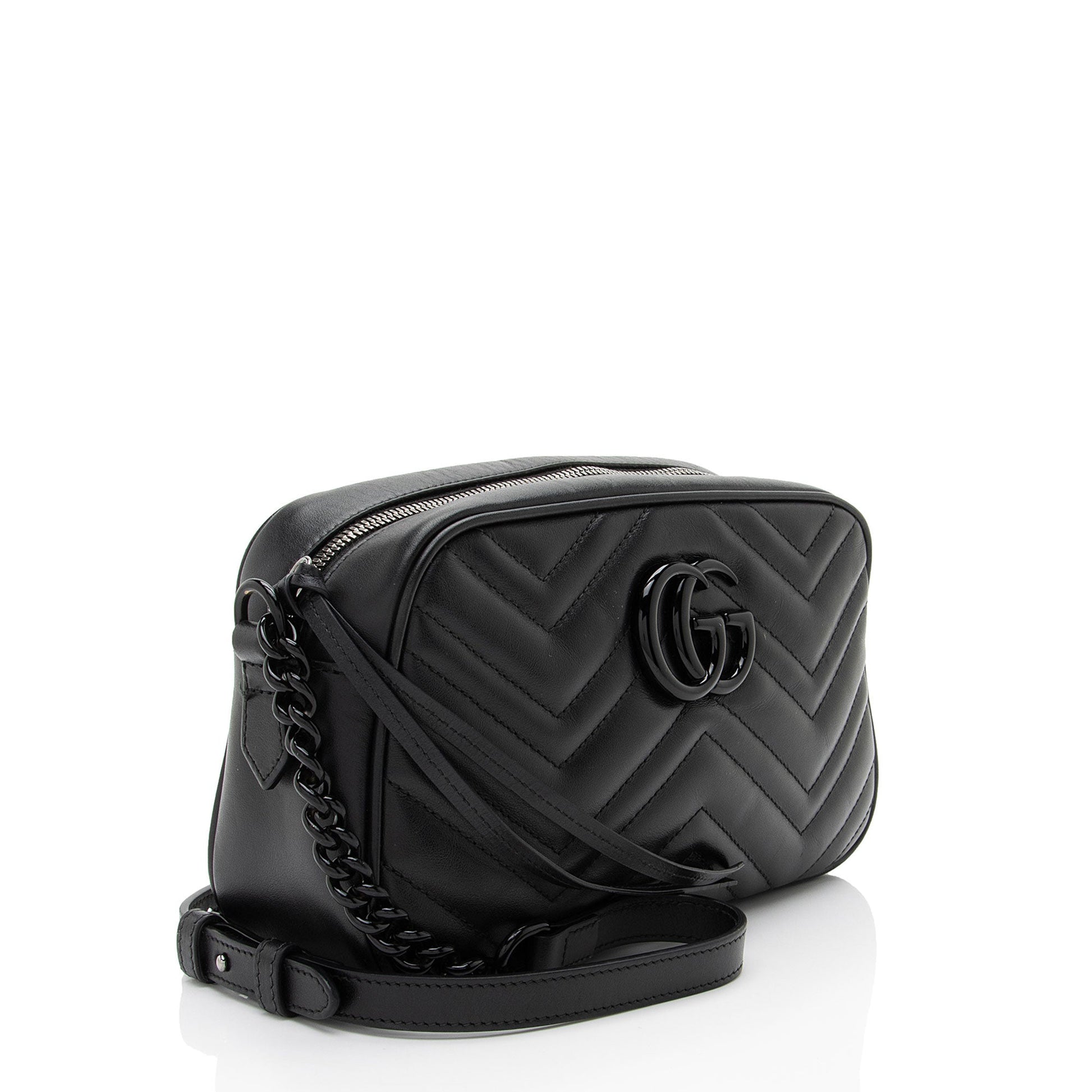 Gucci Monochrome GG Marmont Camera Matelasse Leather Black Small Crossbody Bag