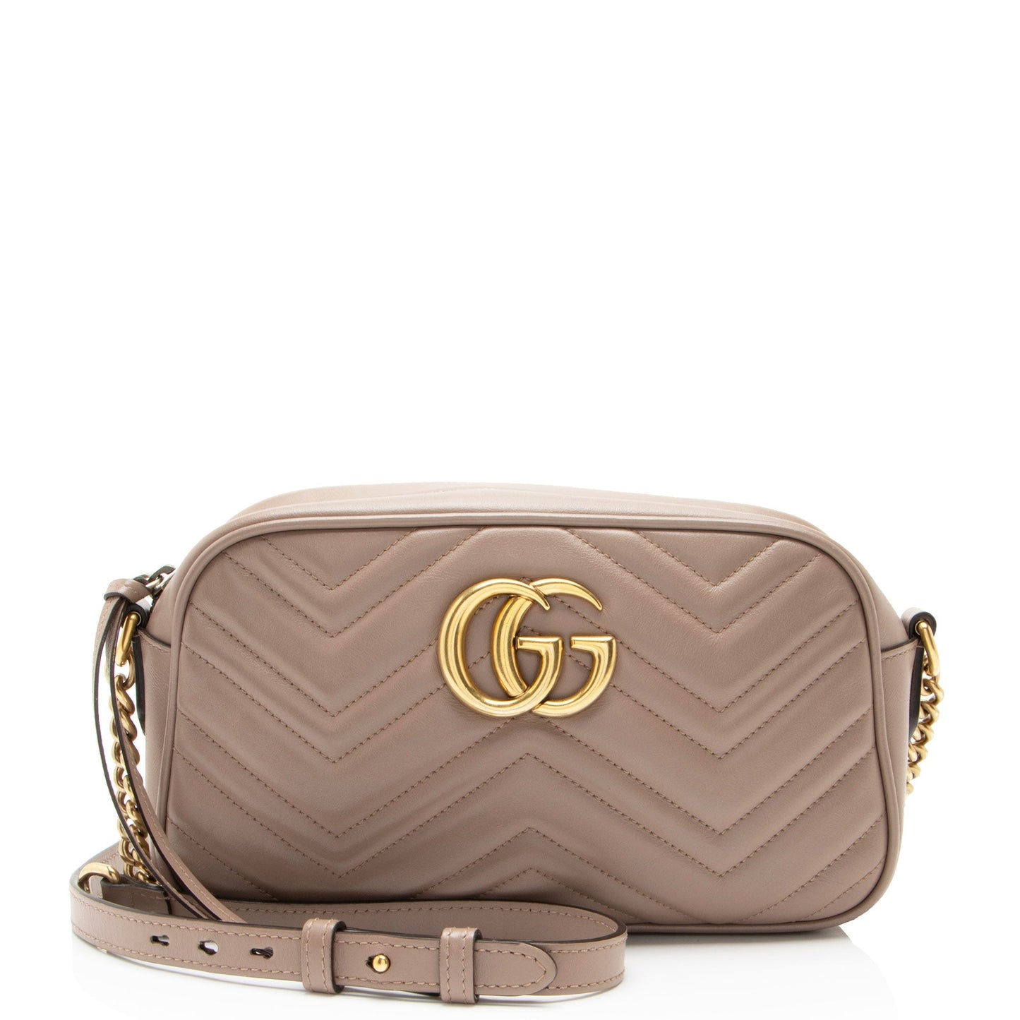 Gucci GG Marmont Camera Matelasse Leather Beige Small Crossbody Bag
