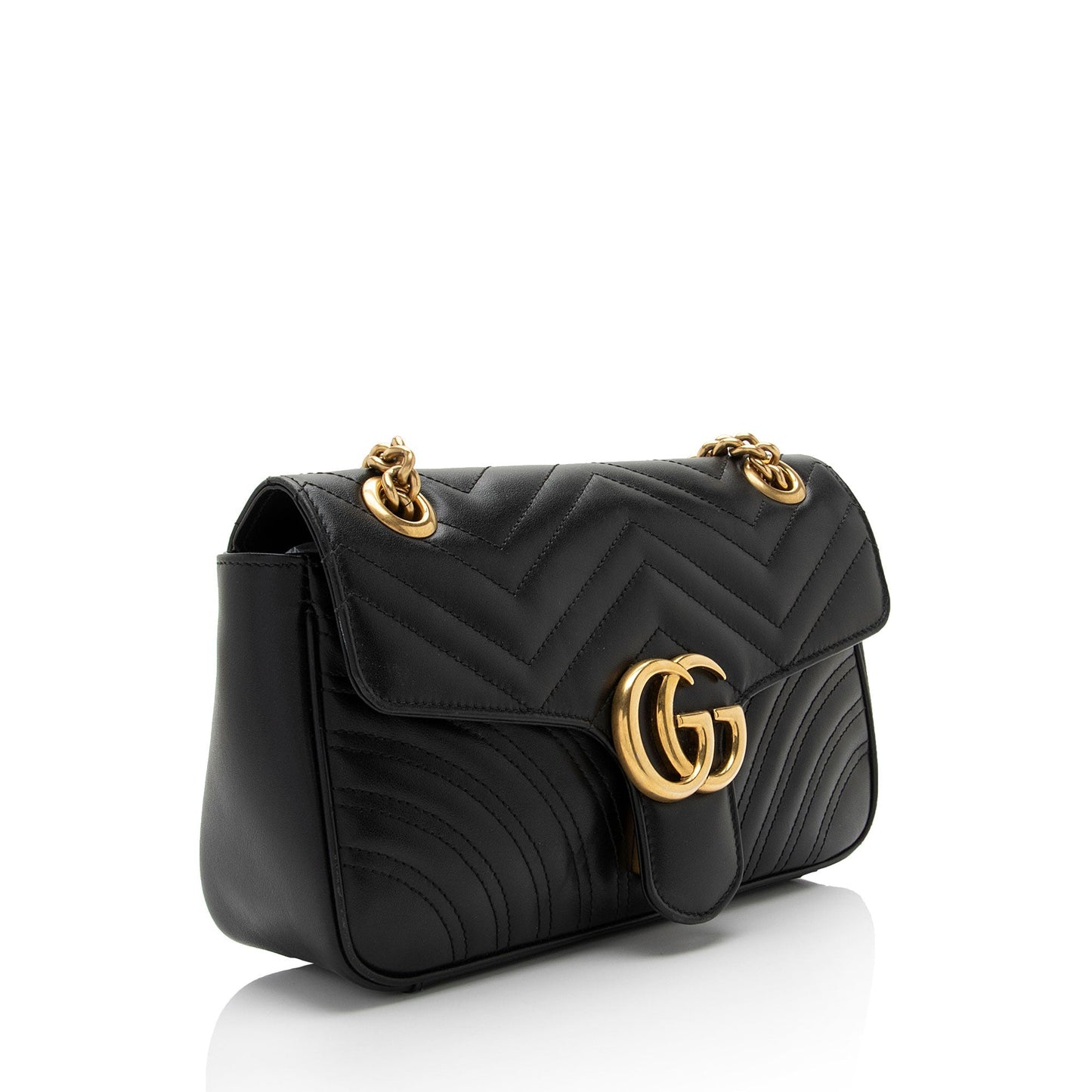 Gucci GG Marmont Flap SHF-Bvjama Matelasse Leather Black Small Crossbody Bag