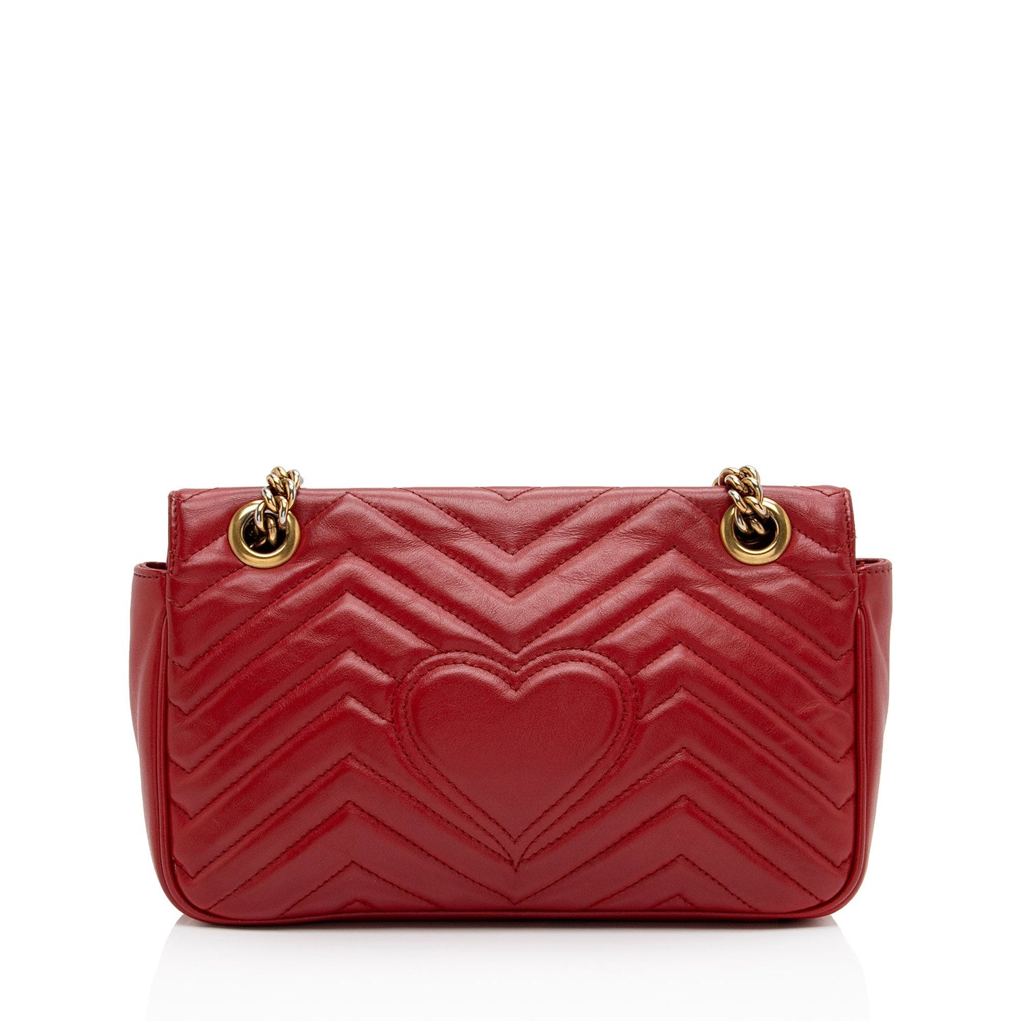 Gucci GG Marmont Flap SHF-X3SjWs Matelasse Leather Red Small Crossbody Bag