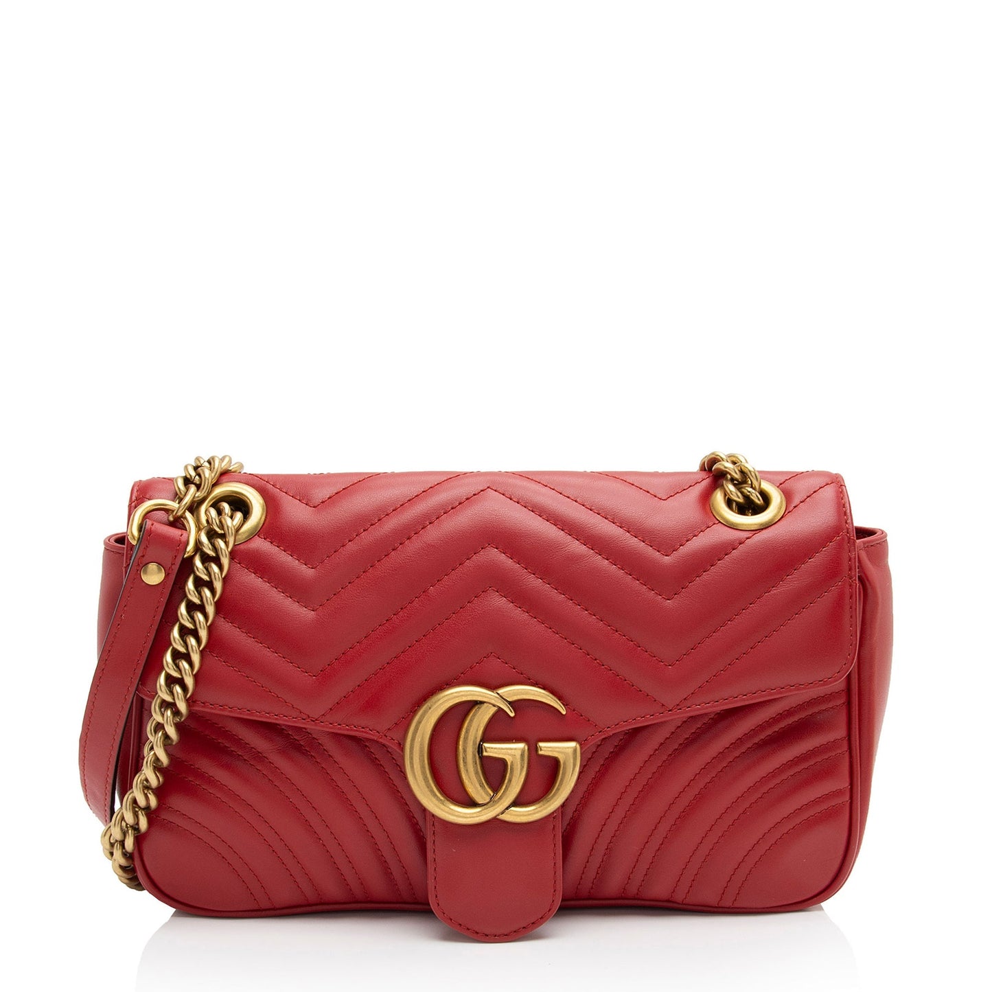 Gucci GG Marmont Flap Matelasse Leather Red Small Crossbody Bag