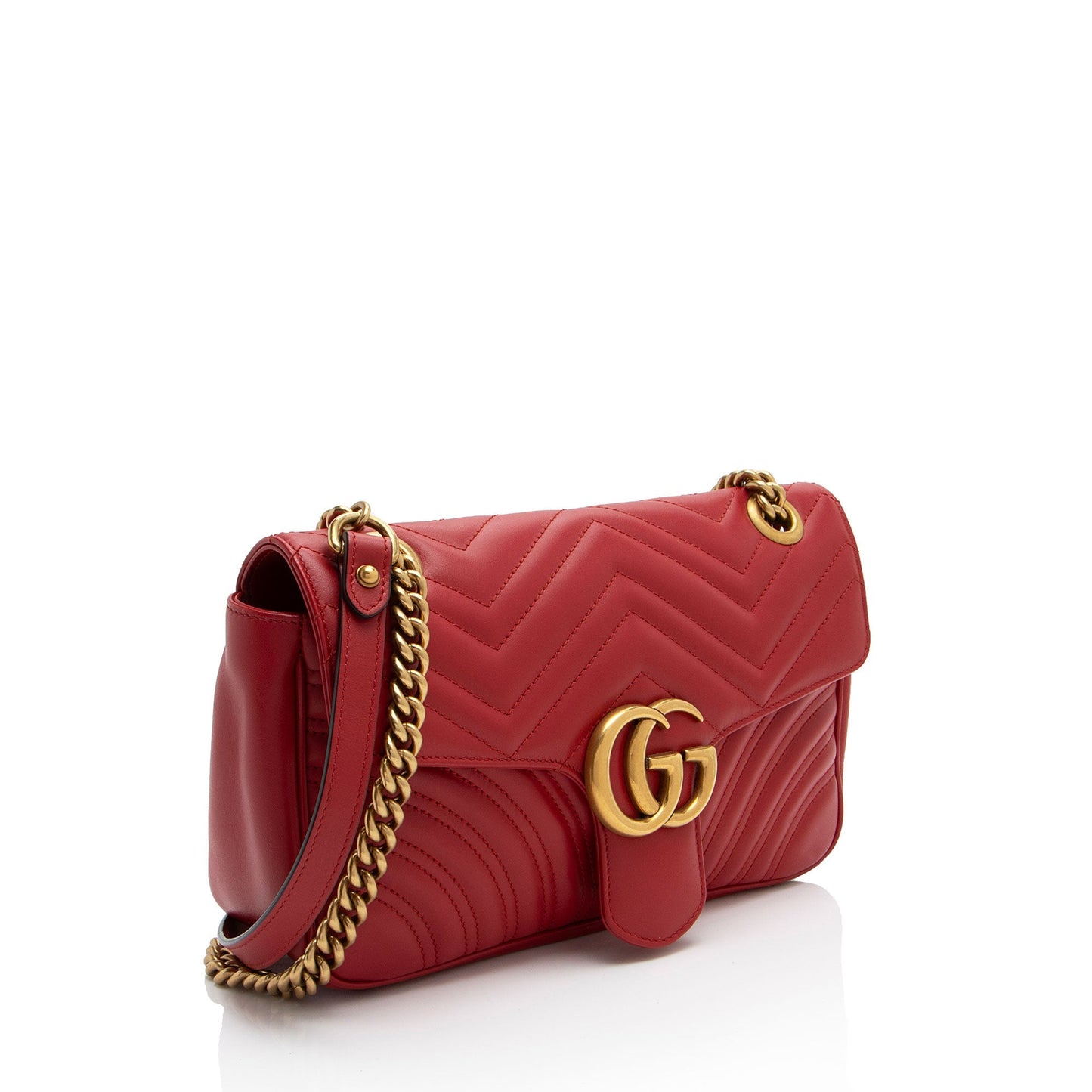 Gucci GG Marmont Flap SHF-RkMP3j Matelasse Leather Red Small Crossbody Bag