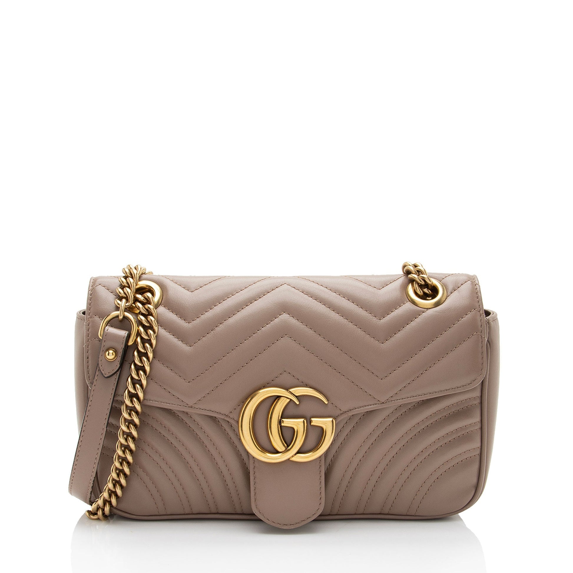 Gucci GG Marmont Flap Matelasse Leather Beige Small Crossbody Bag