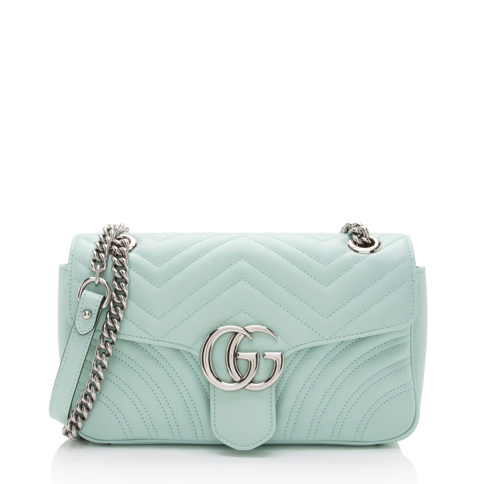 Gucci GG Marmont Flap Matelasse Leather Green Small Crossbody Bag