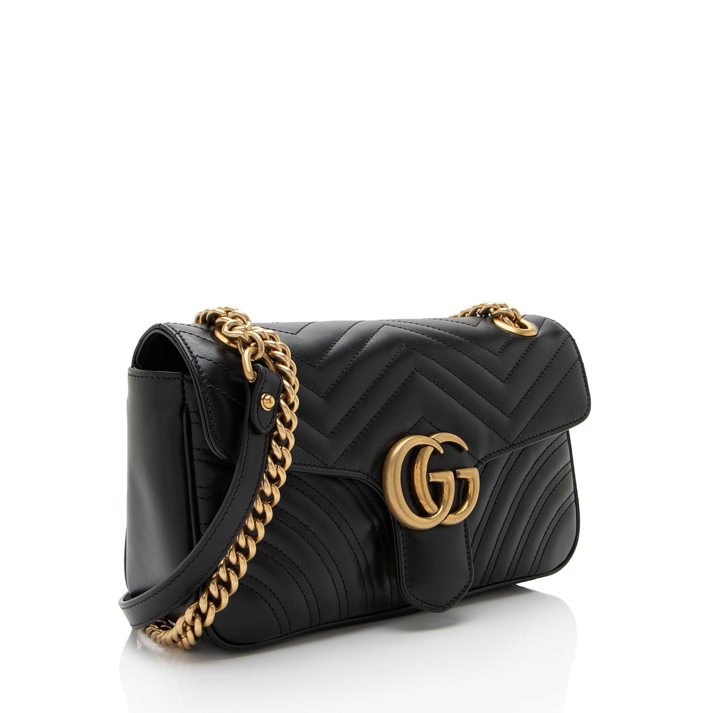 Gucci GG Marmont Flap SHF-gHIYfO Matelasse Leather Black Small Crossbody Bag