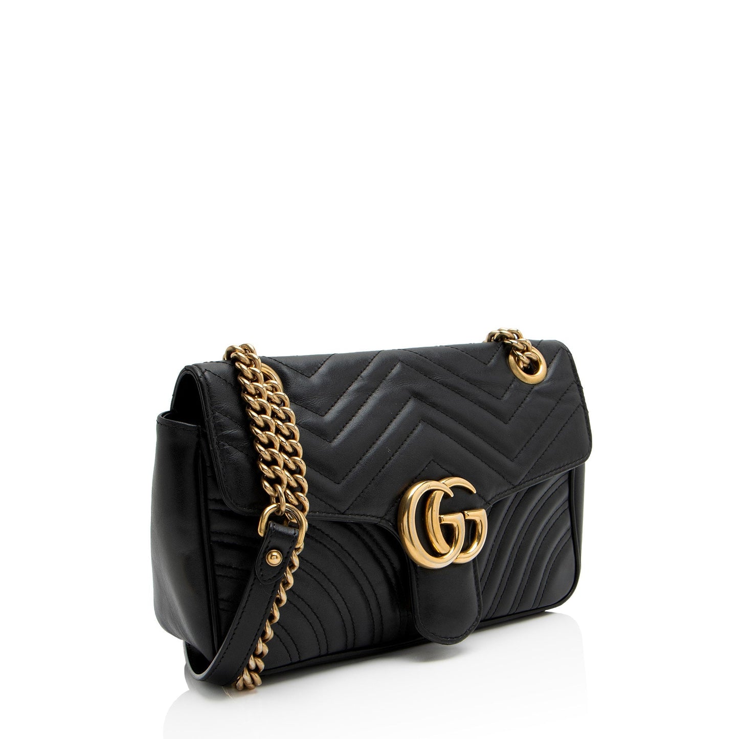 Gucci GG Marmont Flap Matelasse Leather Black Small Crossbody Bag Shf Yqr2Ij