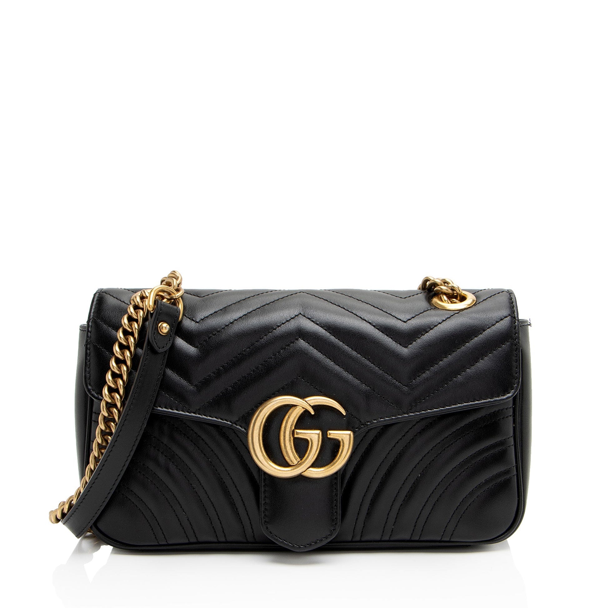 Gucci GG Marmont Flap Matelasse Leather Black Small Crossbody Bag Bag 1