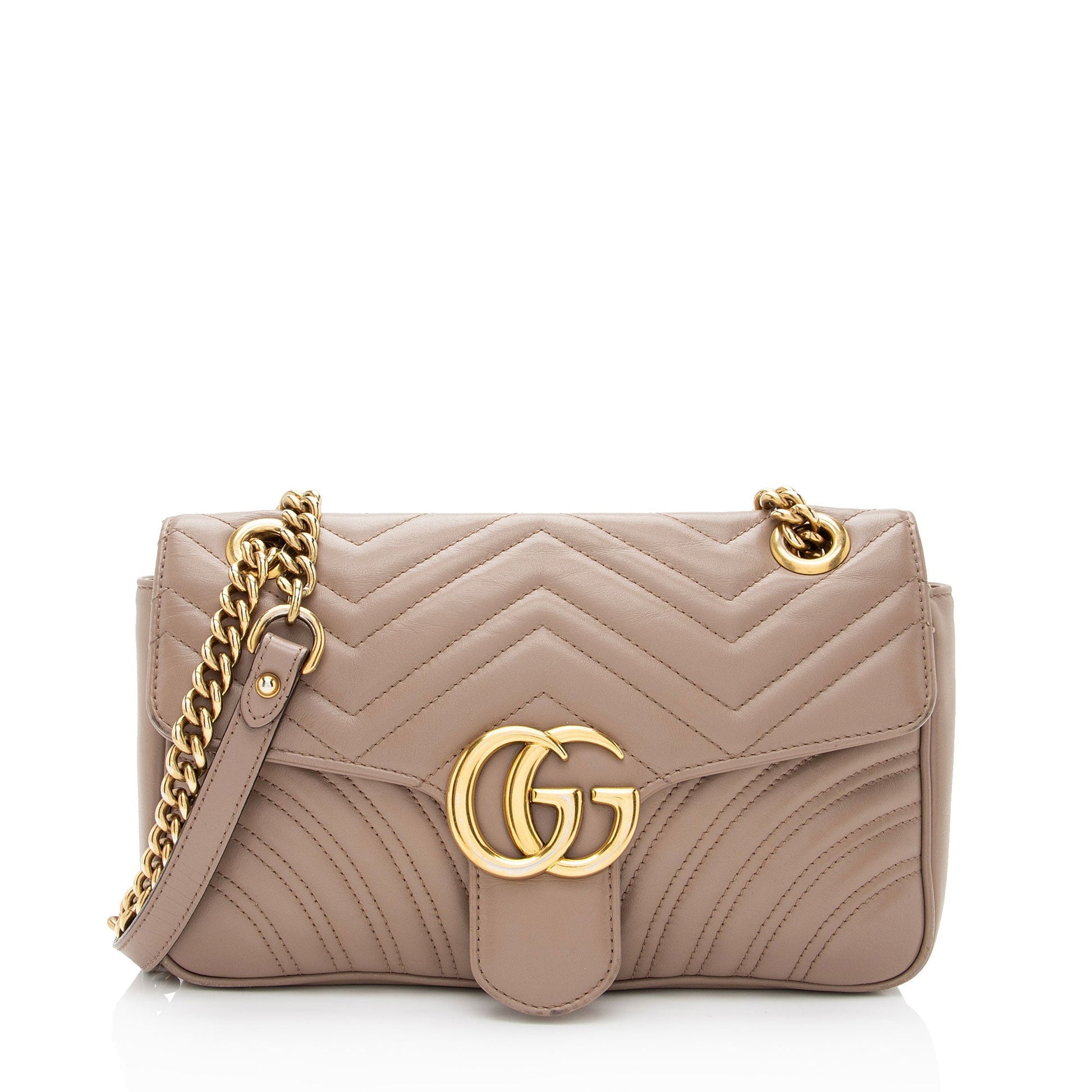 Gucci GG Marmont Flap Matelasse Leather Beige Small Crossbody Bag Shf Jgvrho
