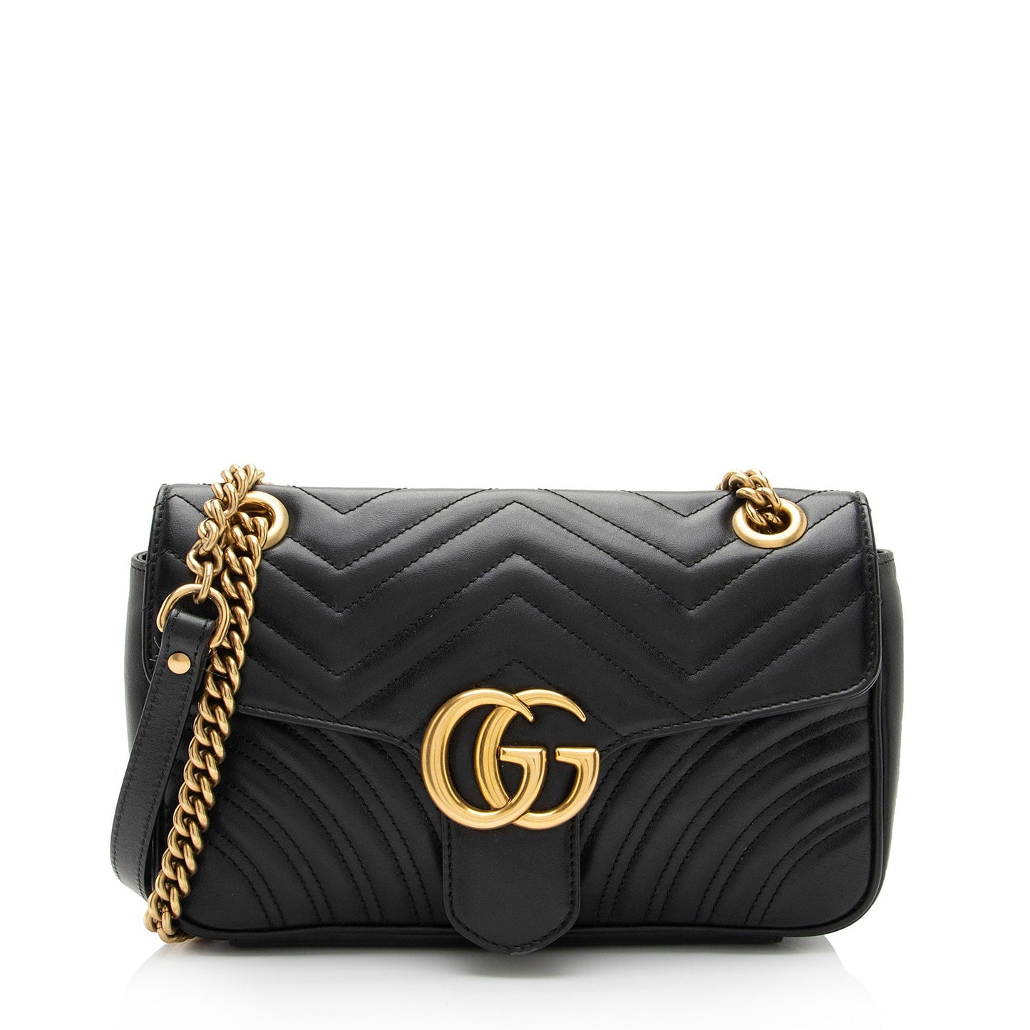 Gucci GG Marmont Flap SHF-IkiGIu Matelasse Leather Black Small Crossbody Bag
