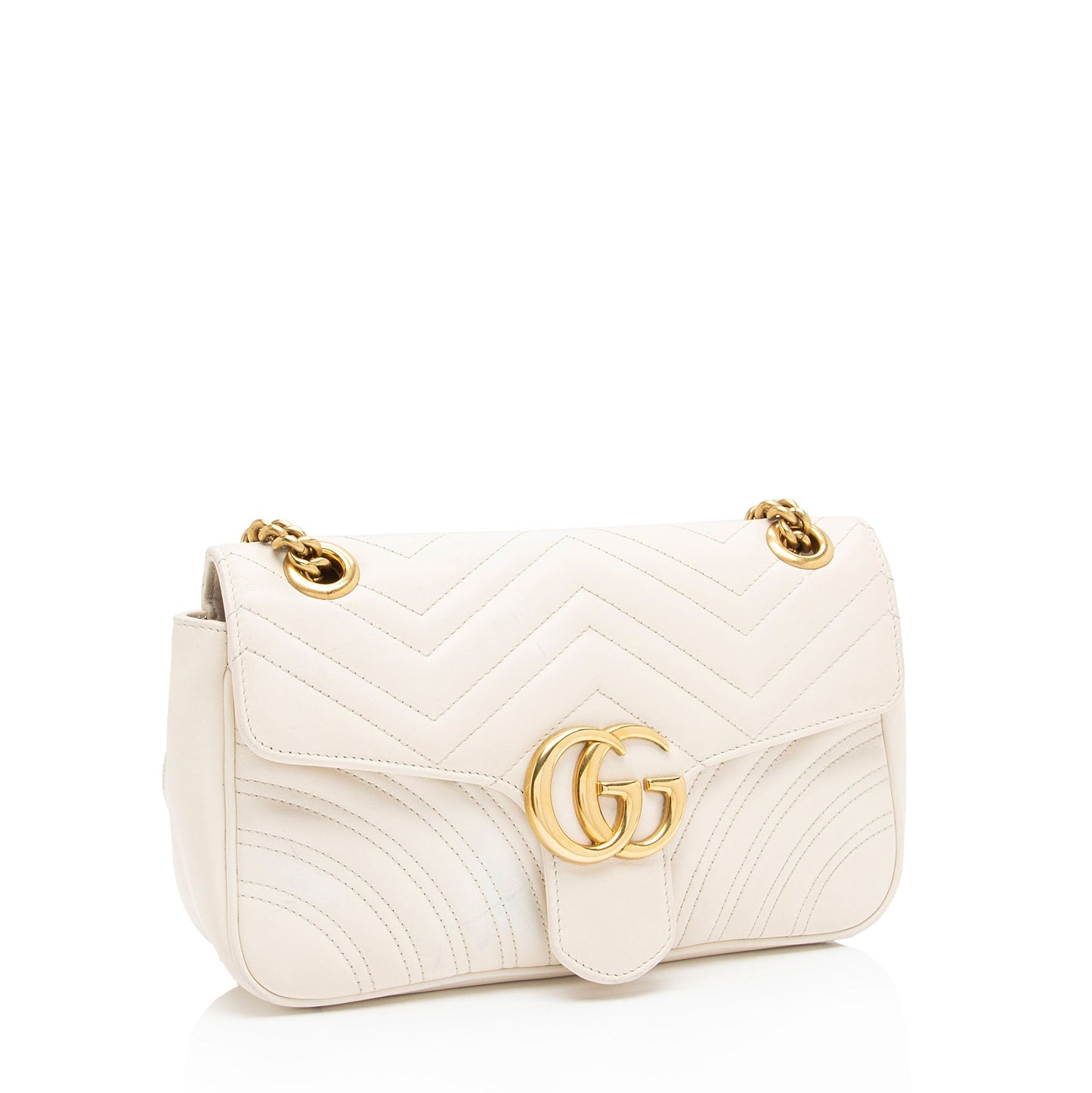 Gucci GG Marmont Flap SHF-gduwv8 Matelasse Leather White Small Crossbody Bag