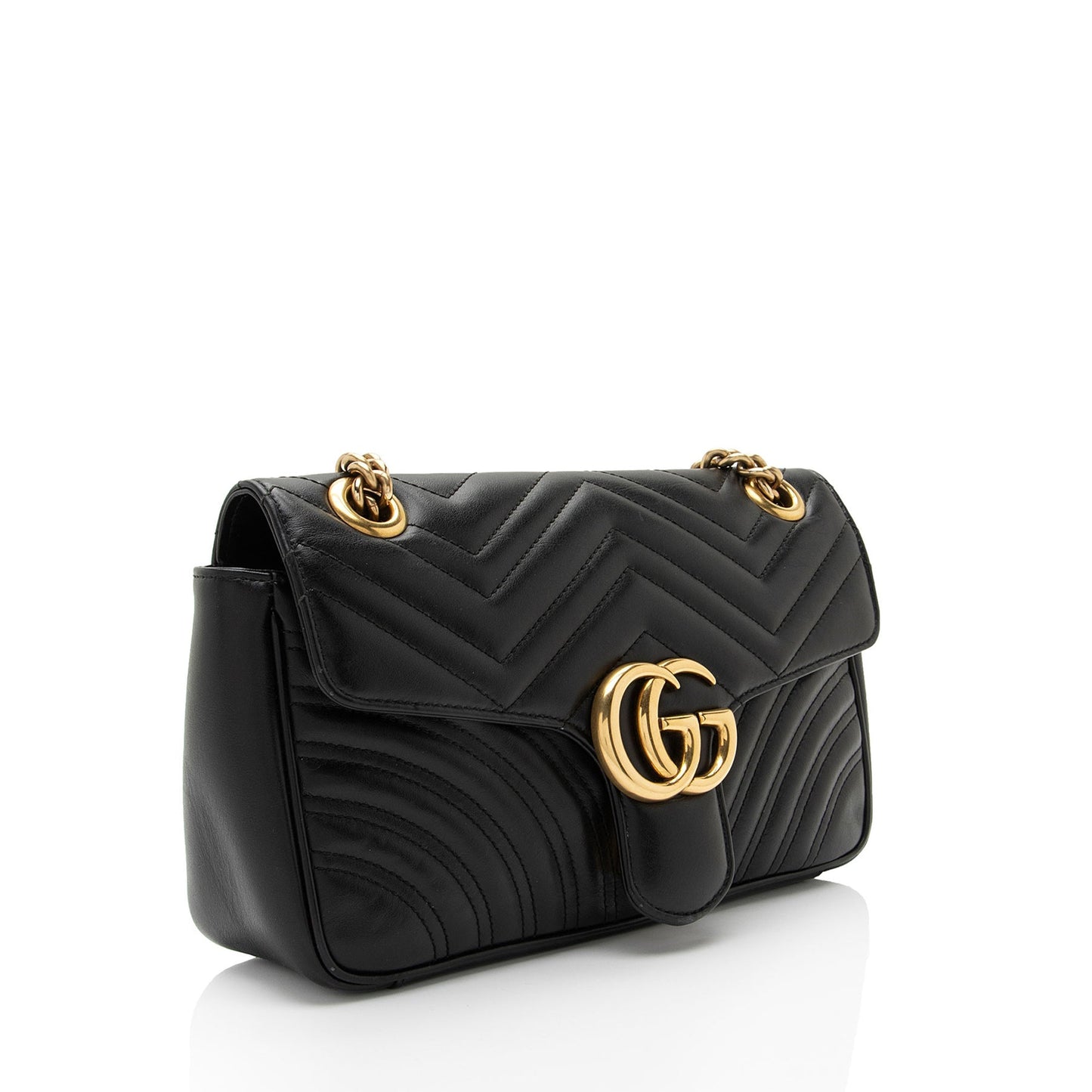 Gucci GG Marmont Flap SHF-IH7kiO Matelasse Leather Black Small Crossbody Bag