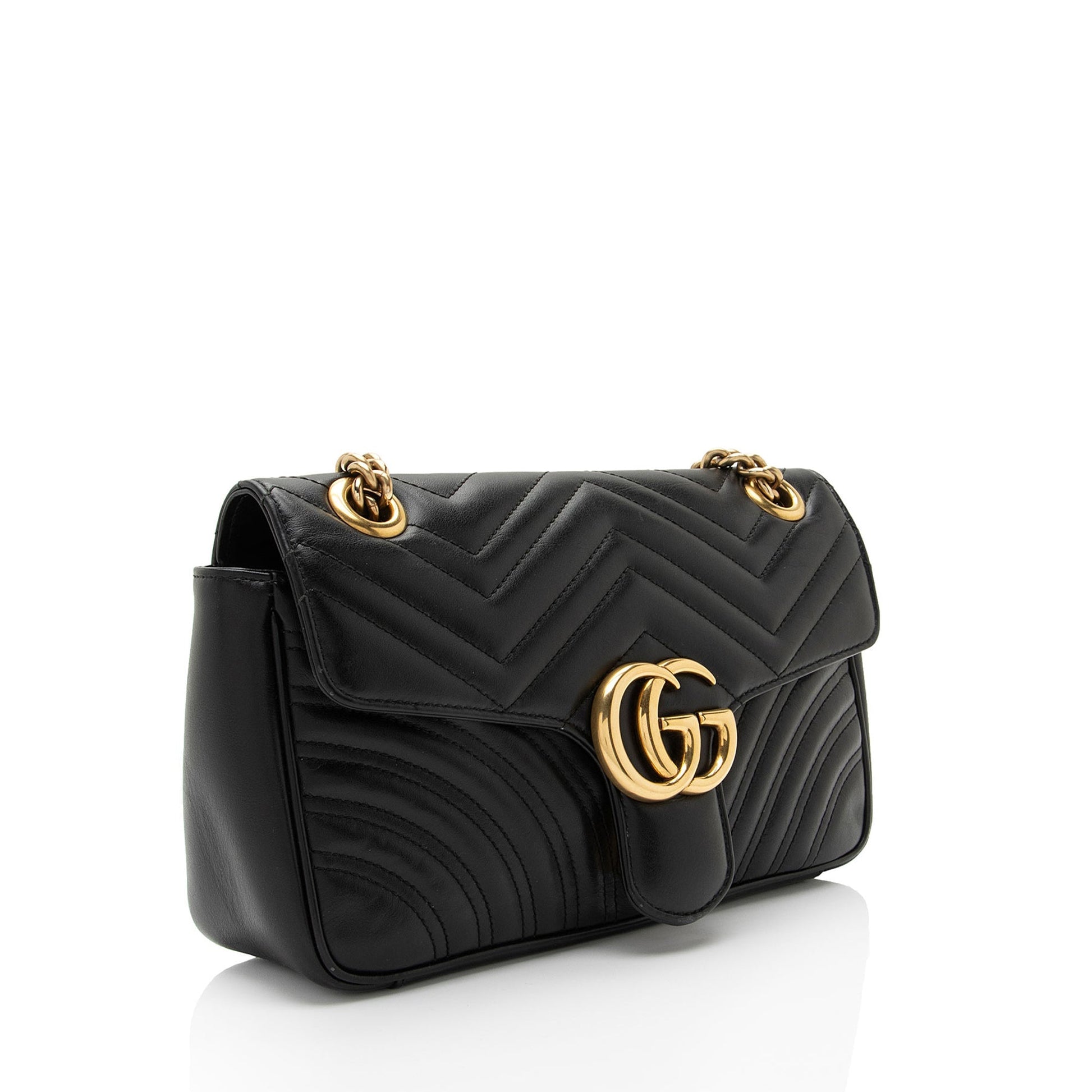 Gucci GG Marmont Flap SHF-IH7kiO Matelasse Leather Black Small Crossbody Bag