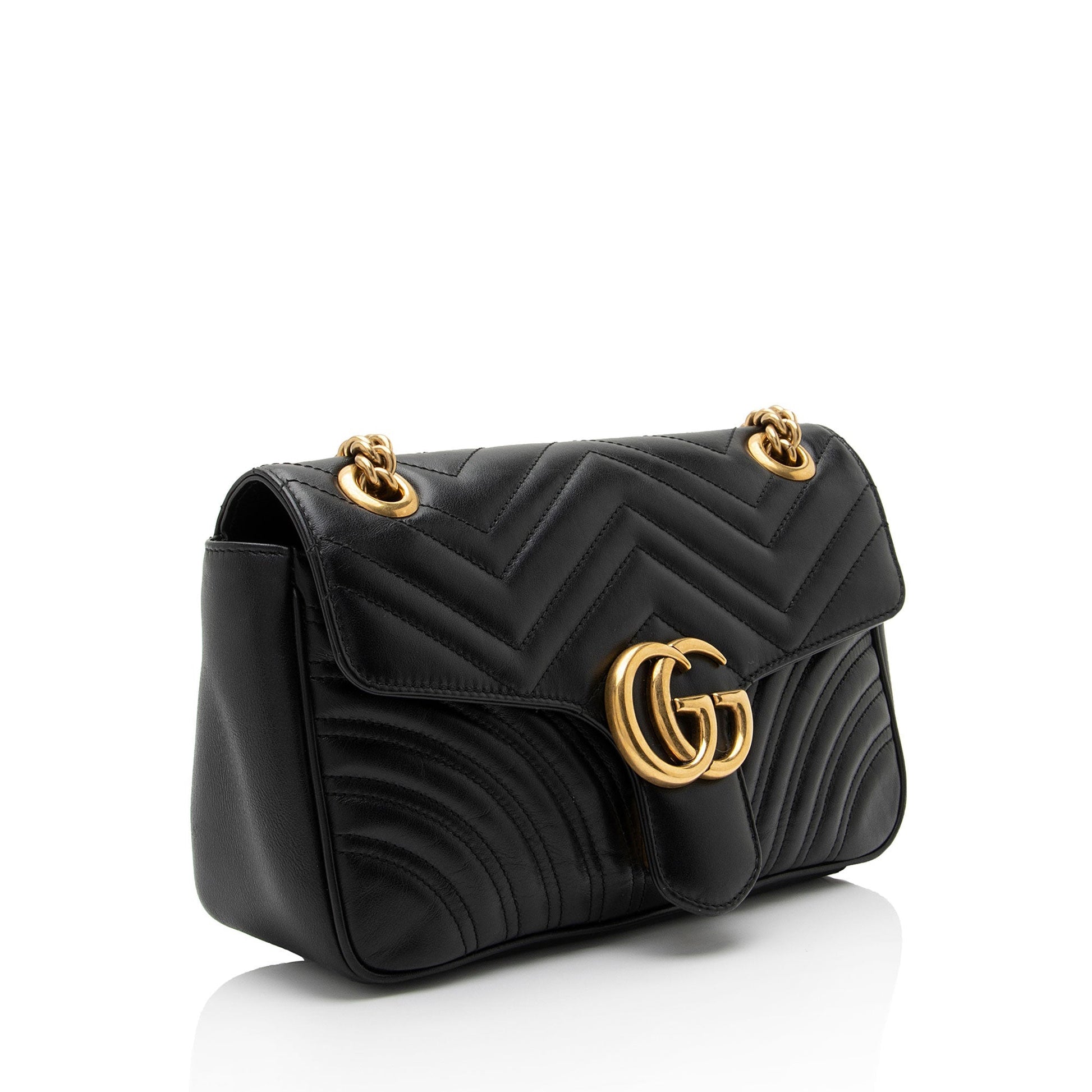 Gucci GG Marmont Flap SHF-5zif5r Matelasse Leather Black Small Crossbody Bag