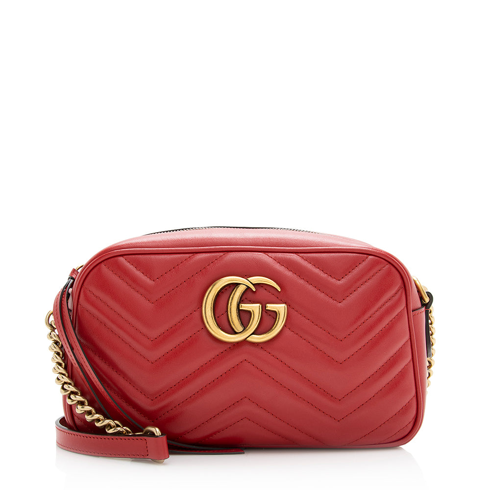 Gucci GG Marmont SHF Matelasse Leather Red Small Crossbody Bag Bag Shf