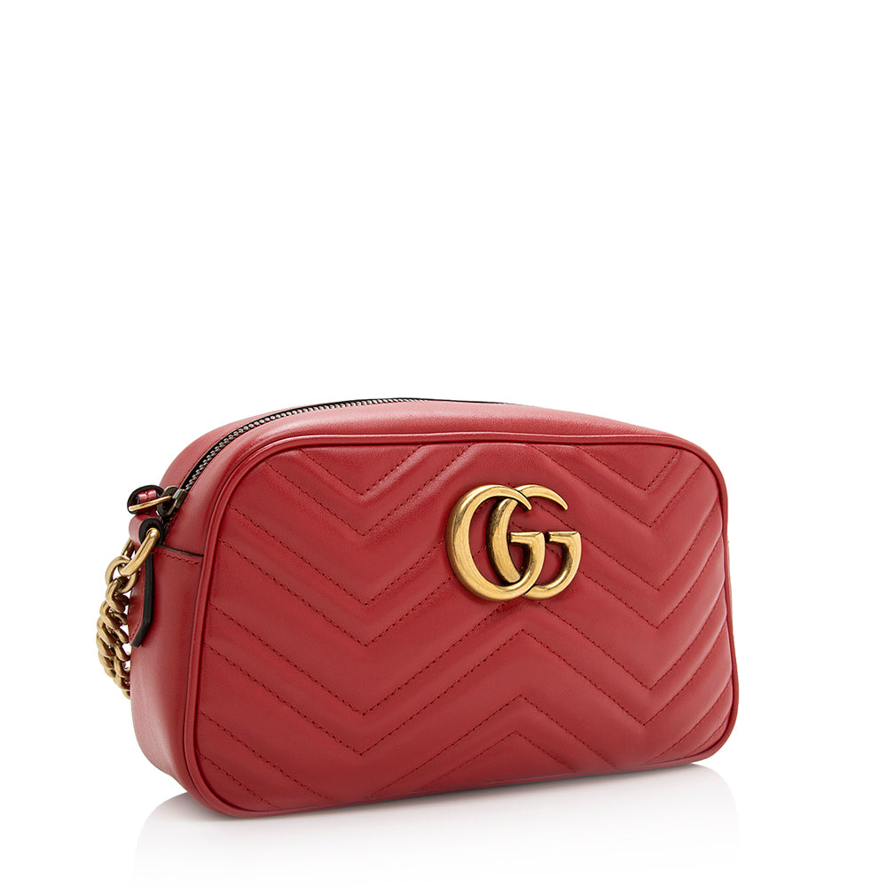 Gucci GG Marmont SHF Matelasse Leather Red Small Crossbody Bag Bag Shf