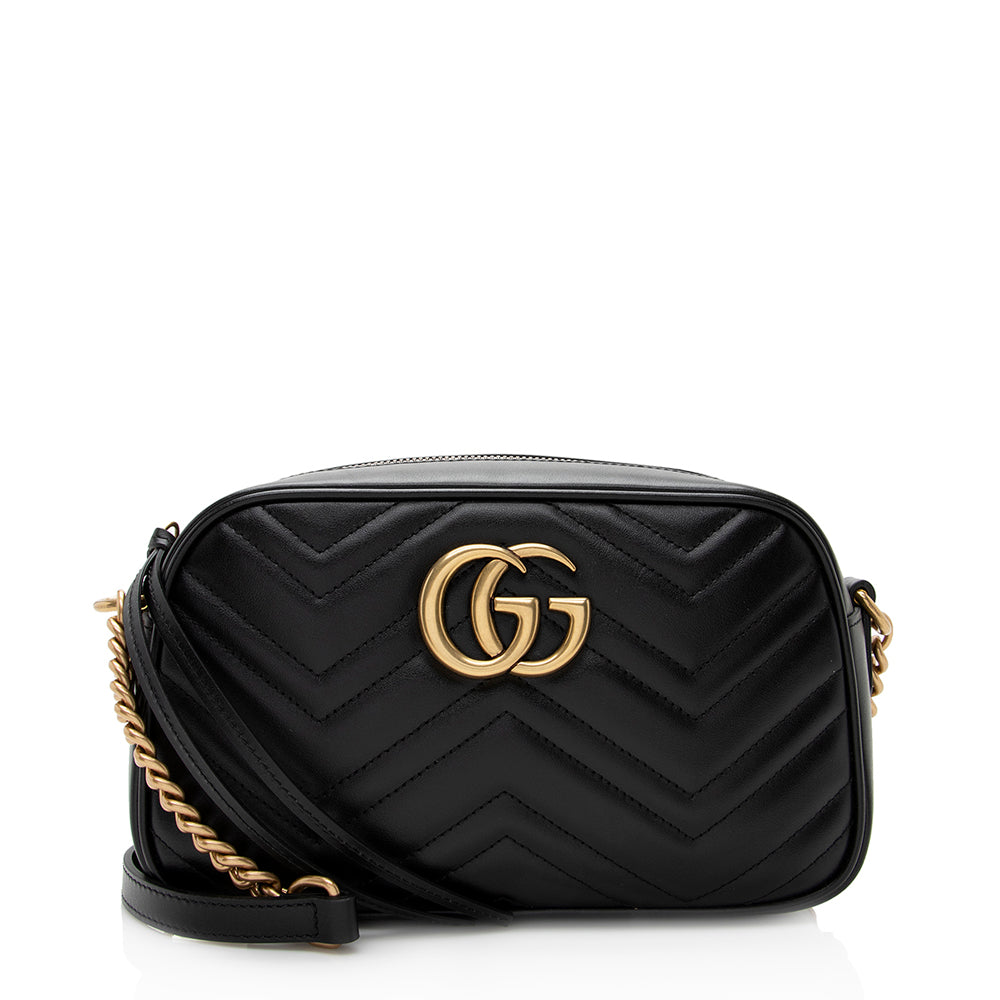 Gucci GG Marmont SHF Matelasse Leather Black Small Crossbody Bag Bag Shf
