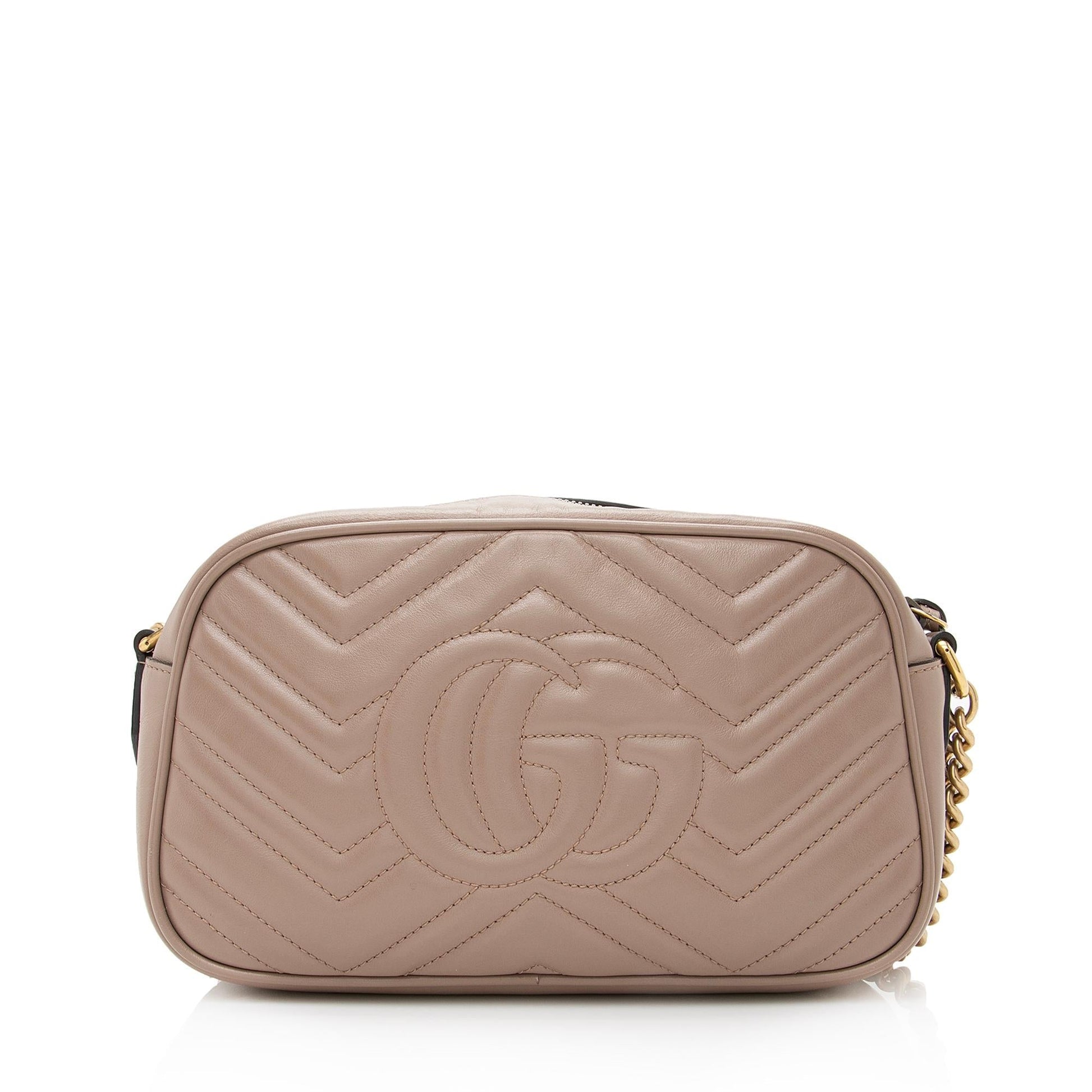 Gucci GG Marmont SHF Matelasse Leather Beige Small Crossbody Bag Bag Shf