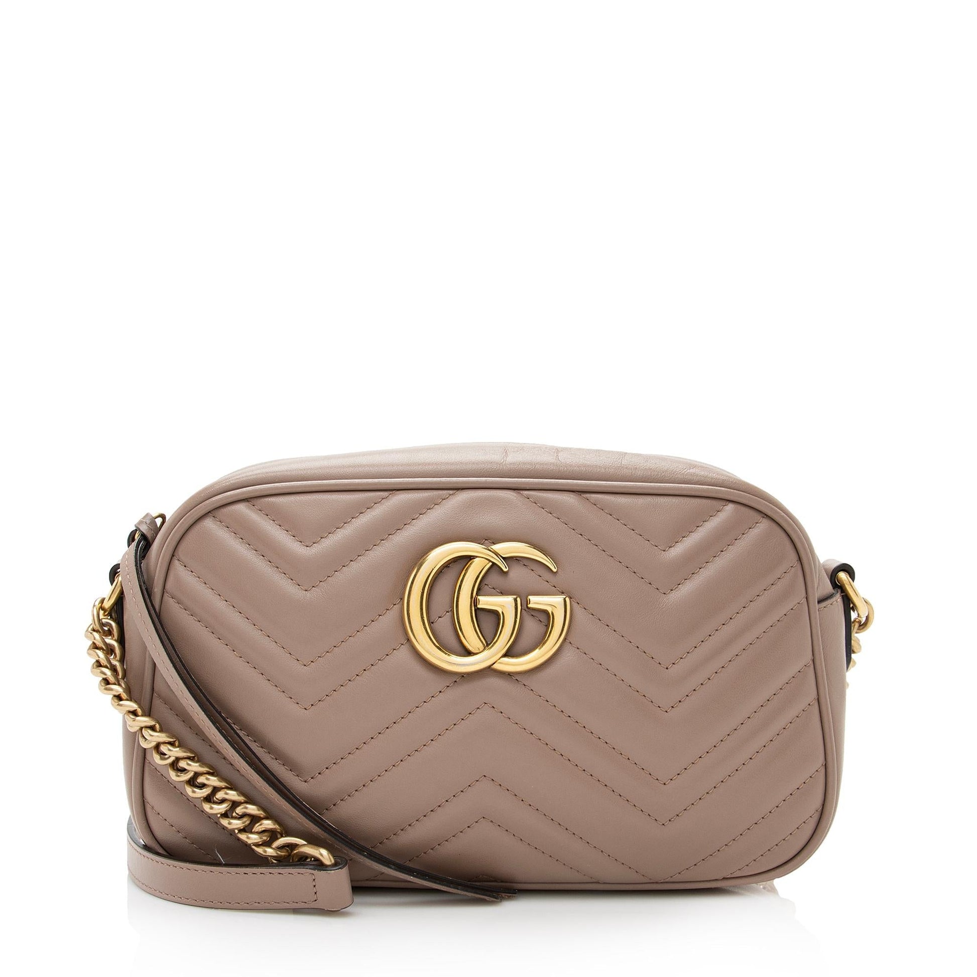 Gucci GG Marmont SHF Matelasse Leather Beige Small Crossbody Bag Bag Shf