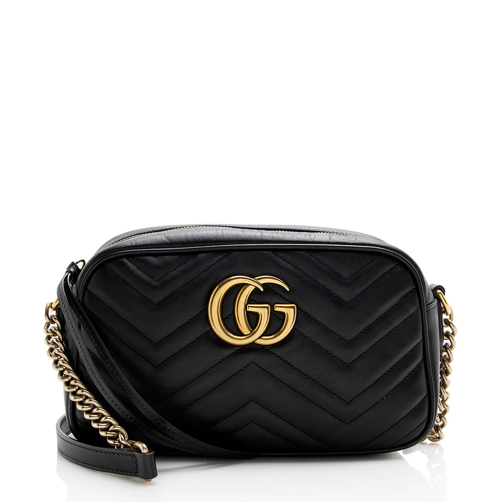 Gucci GG Marmont SHF Matelasse Leather Black Small Crossbody Bag 8