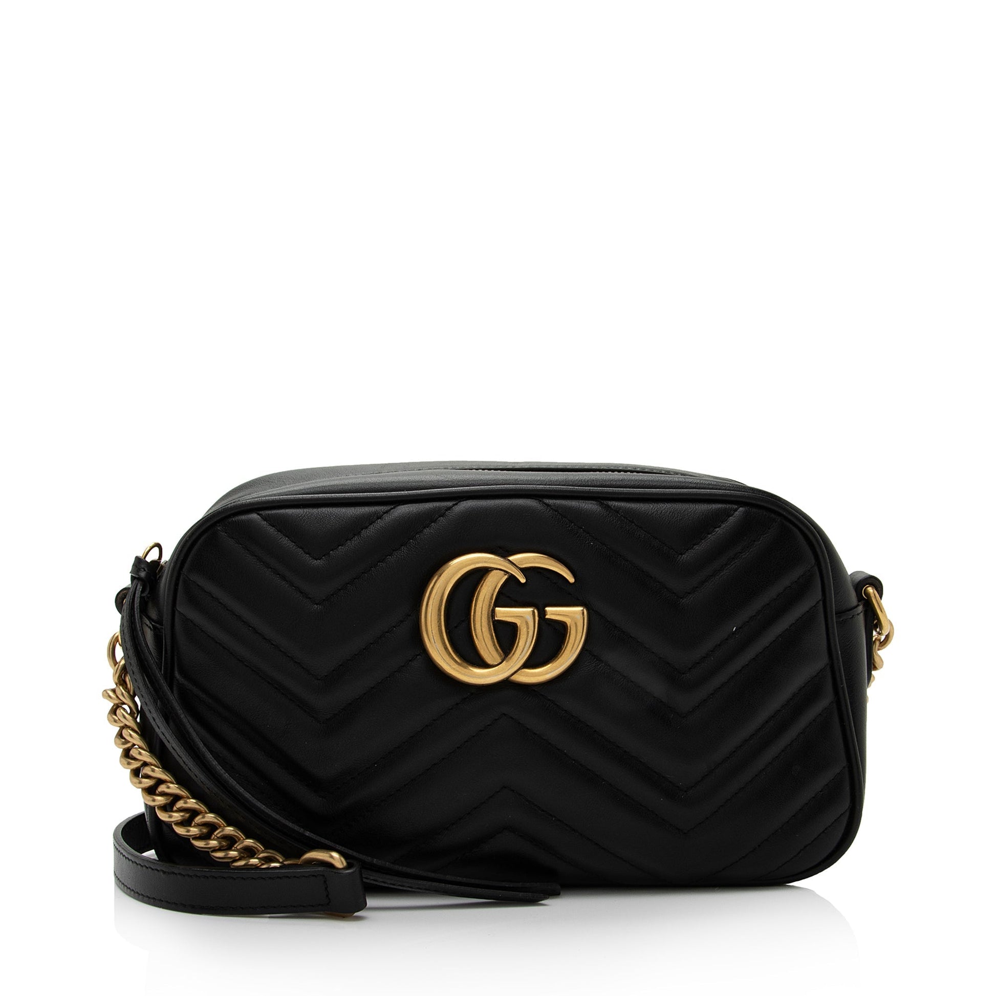 Gucci GG Marmont SHF-8WEwIl Matelasse Leather Black Small Crossbody Bag