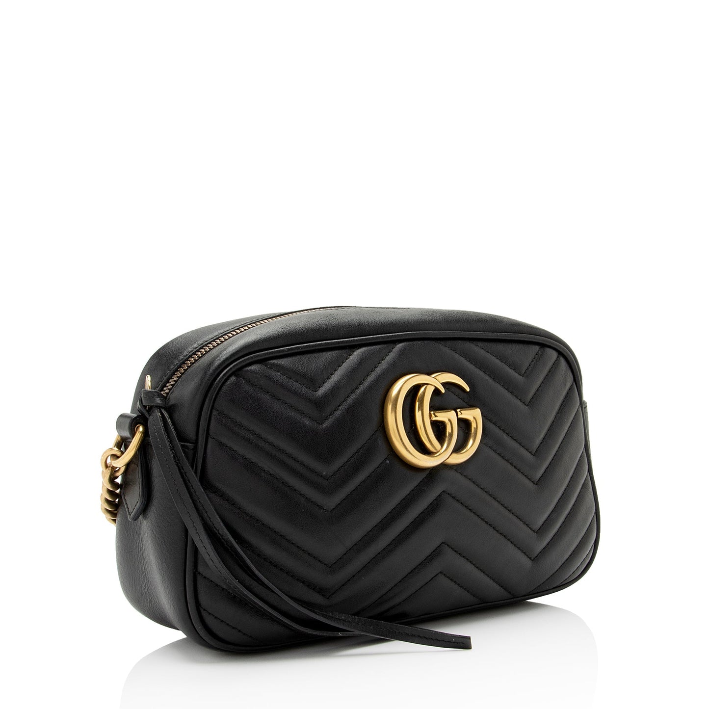 Gucci GG Marmont SHF-X9kyDa Matelasse Leather Black Small Crossbody Bag