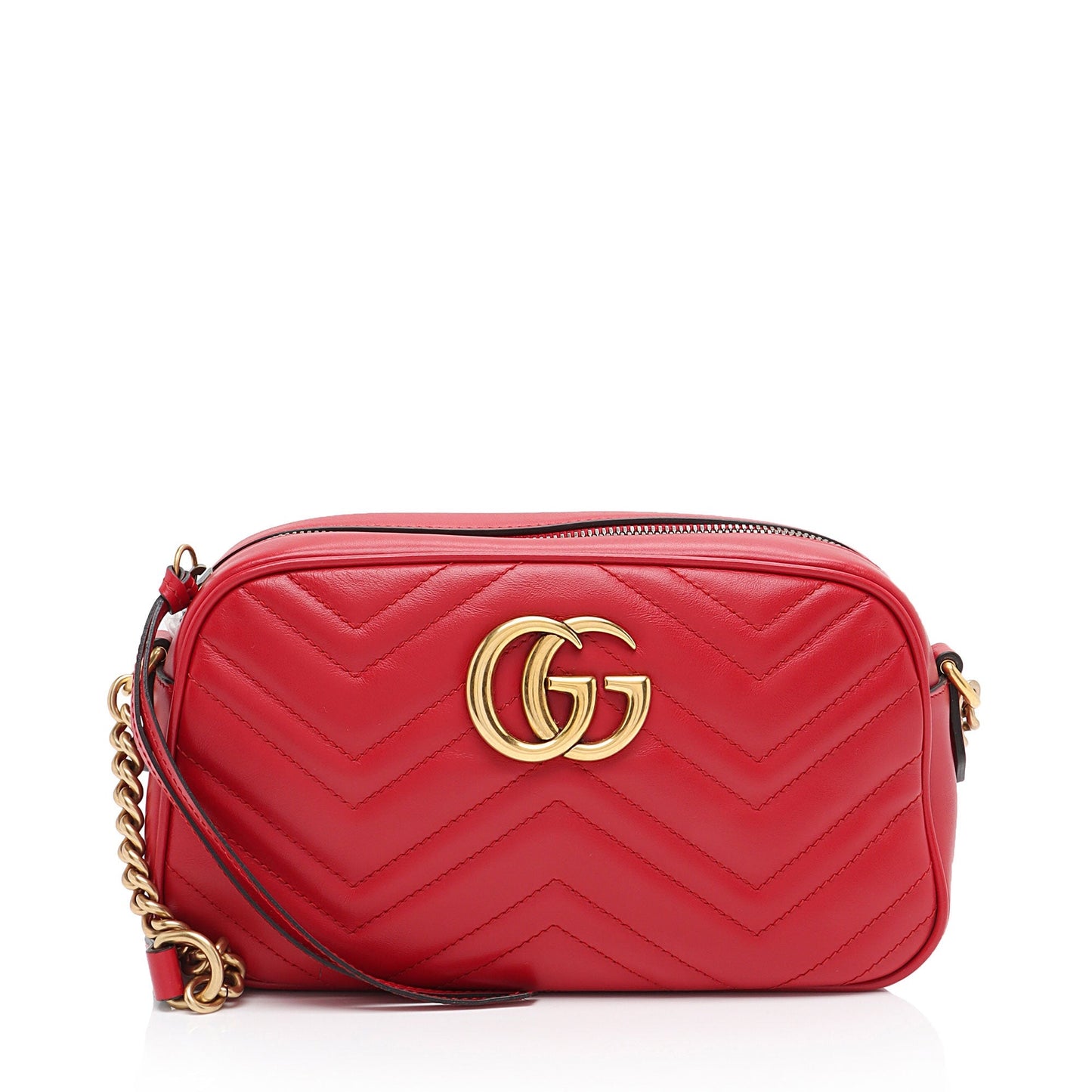 Gucci GG Marmont SHF-XQ9hBN Matelasse Leather Red Small Crossbody Bag