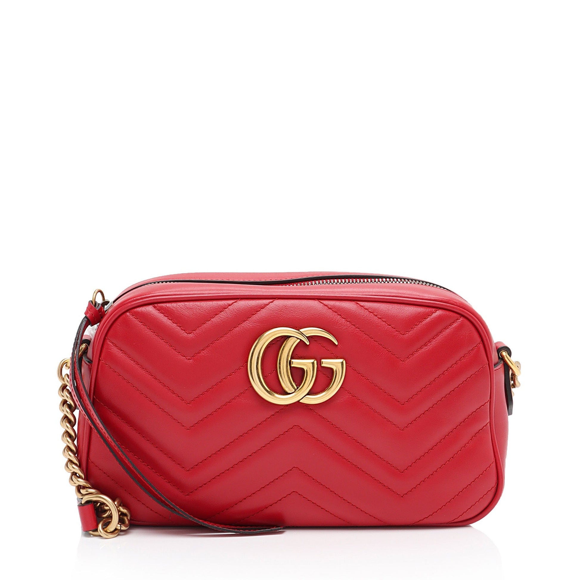 Gucci GG Marmont SHF-XQ9hBN Matelasse Leather Red Small Crossbody Bag