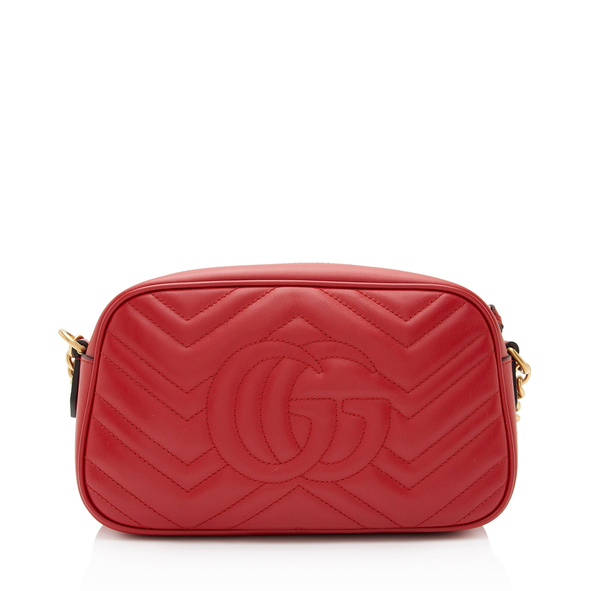 Gucci GG Marmont SHF-tXCZHO Matelasse Leather Red Small Crossbody Bag