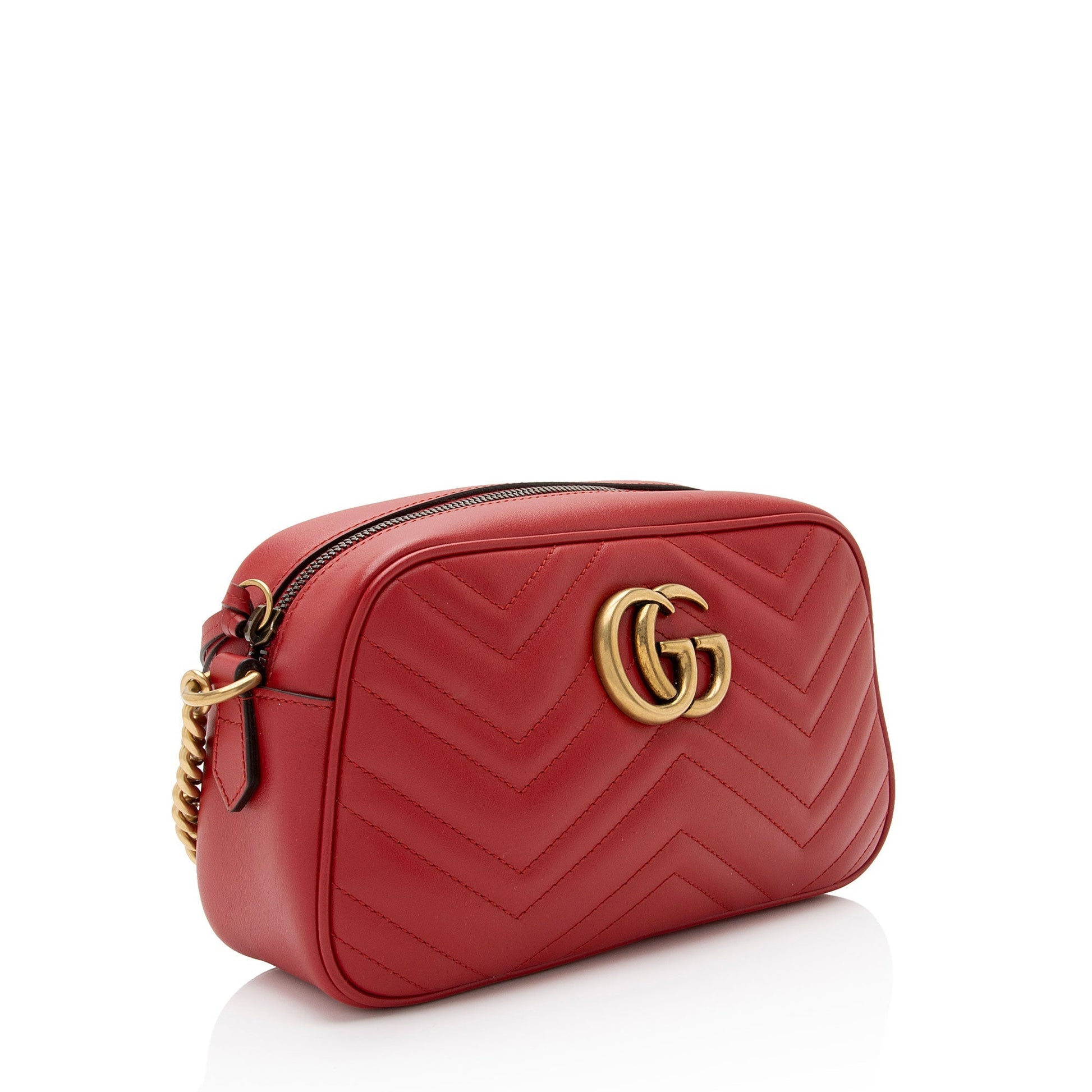 Gucci GG Marmont SHF-tXCZHO Matelasse Leather Red Small Crossbody Bag