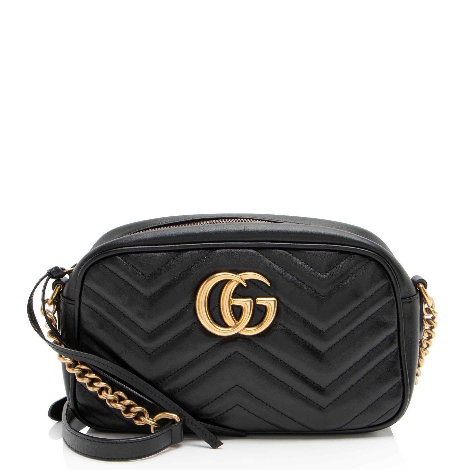 Gucci GG Marmont SHF-baNUcE Matelasse Leather Black Small Crossbody Bag