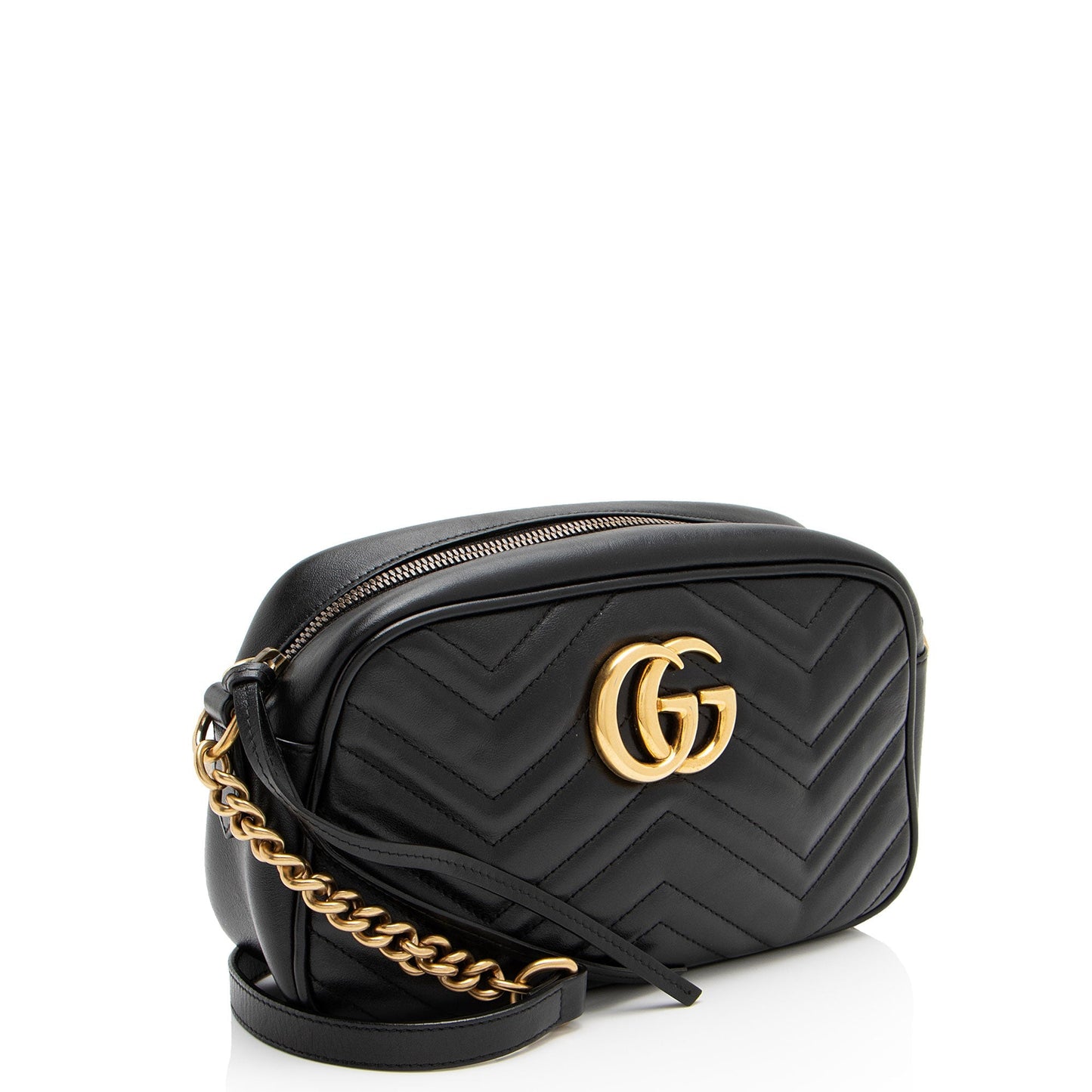 Gucci GG Marmont SHF-baNUcE Matelasse Leather Black Small Crossbody Bag