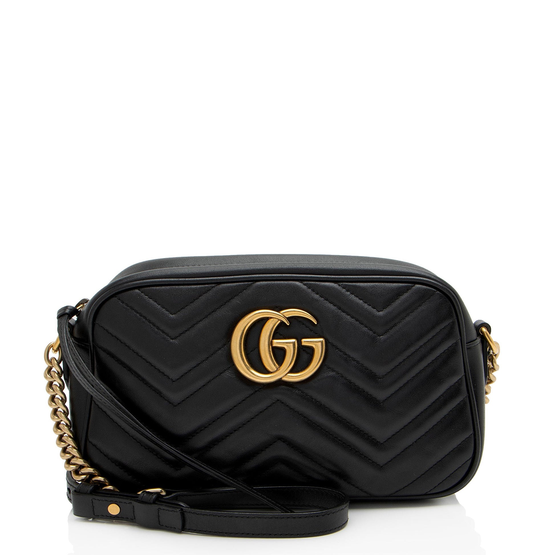 Gucci GG Marmont SHF-YWd3X0 Matelasse Leather Black Small Crossbody Bag