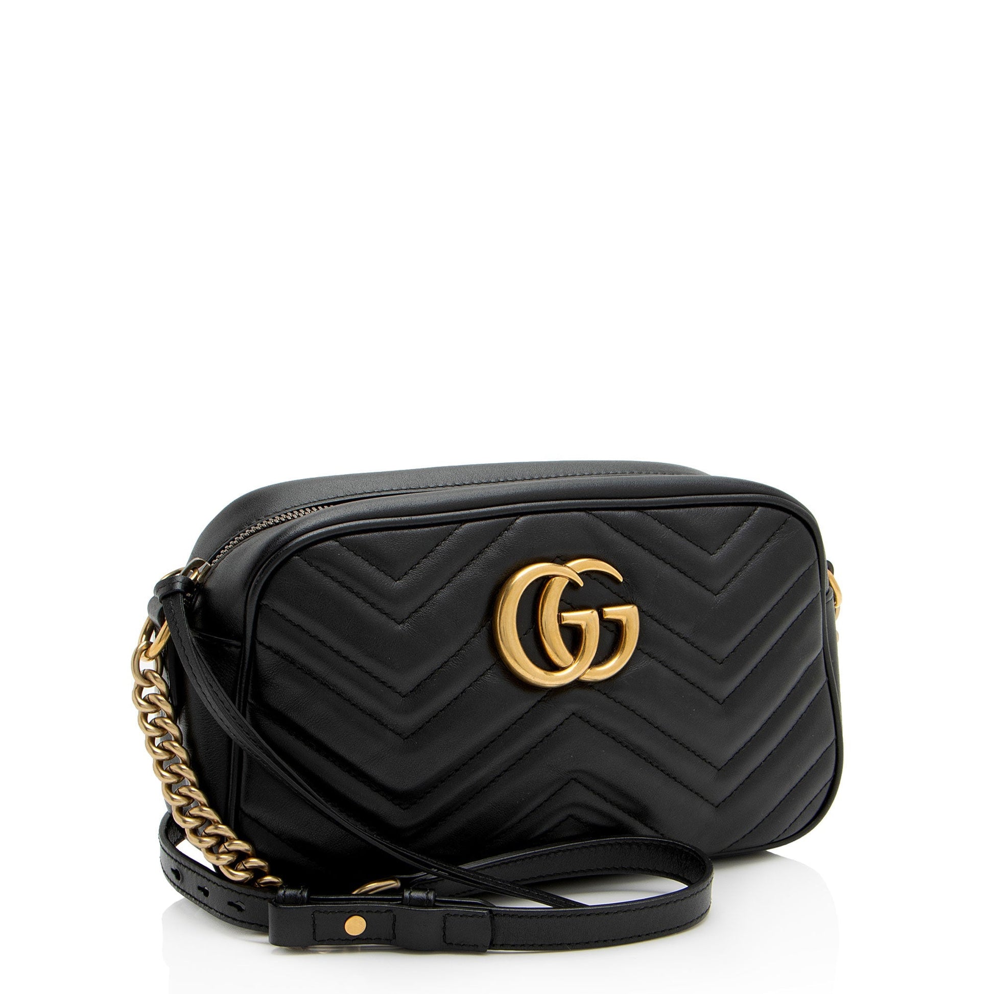 Gucci GG Marmont SHF-YWd3X0 Matelasse Leather Black Small Crossbody Bag
