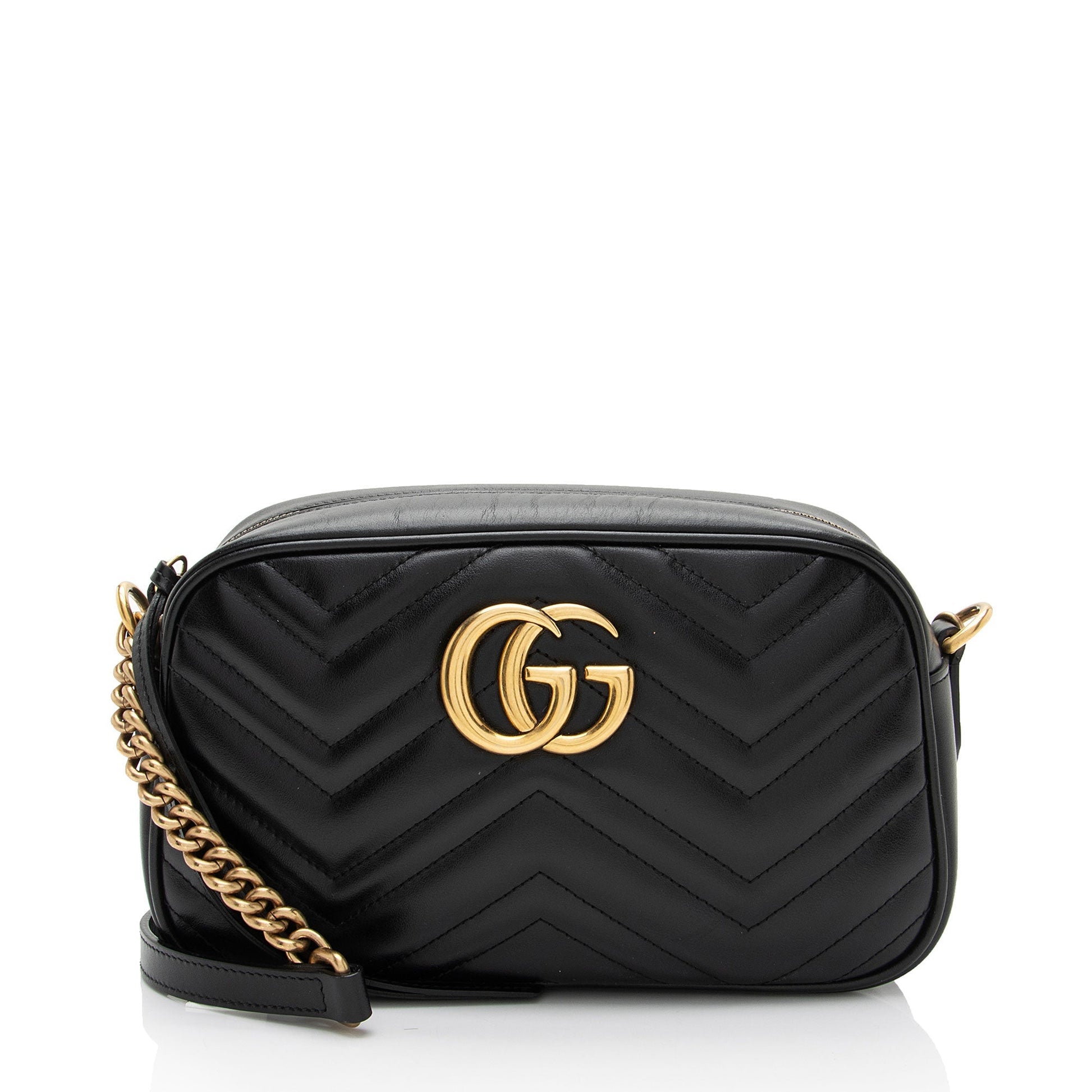 Gucci GG Marmont SHF-VWeddr Matelasse Leather Black Small Crossbody Bag