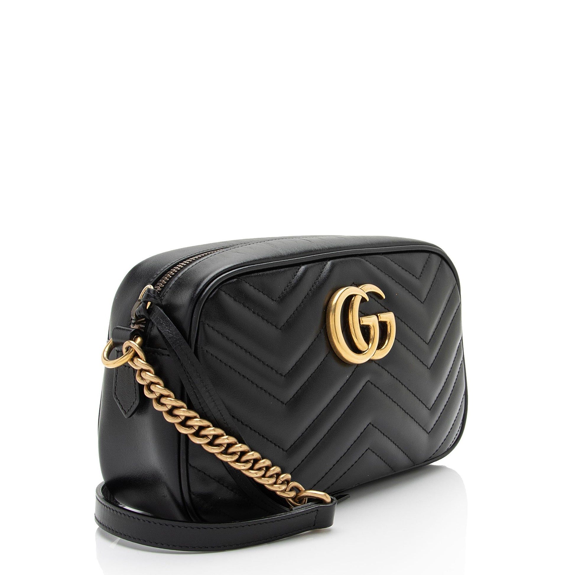 Gucci GG Marmont SHF-VWeddr Matelasse Leather Black Small Crossbody Bag