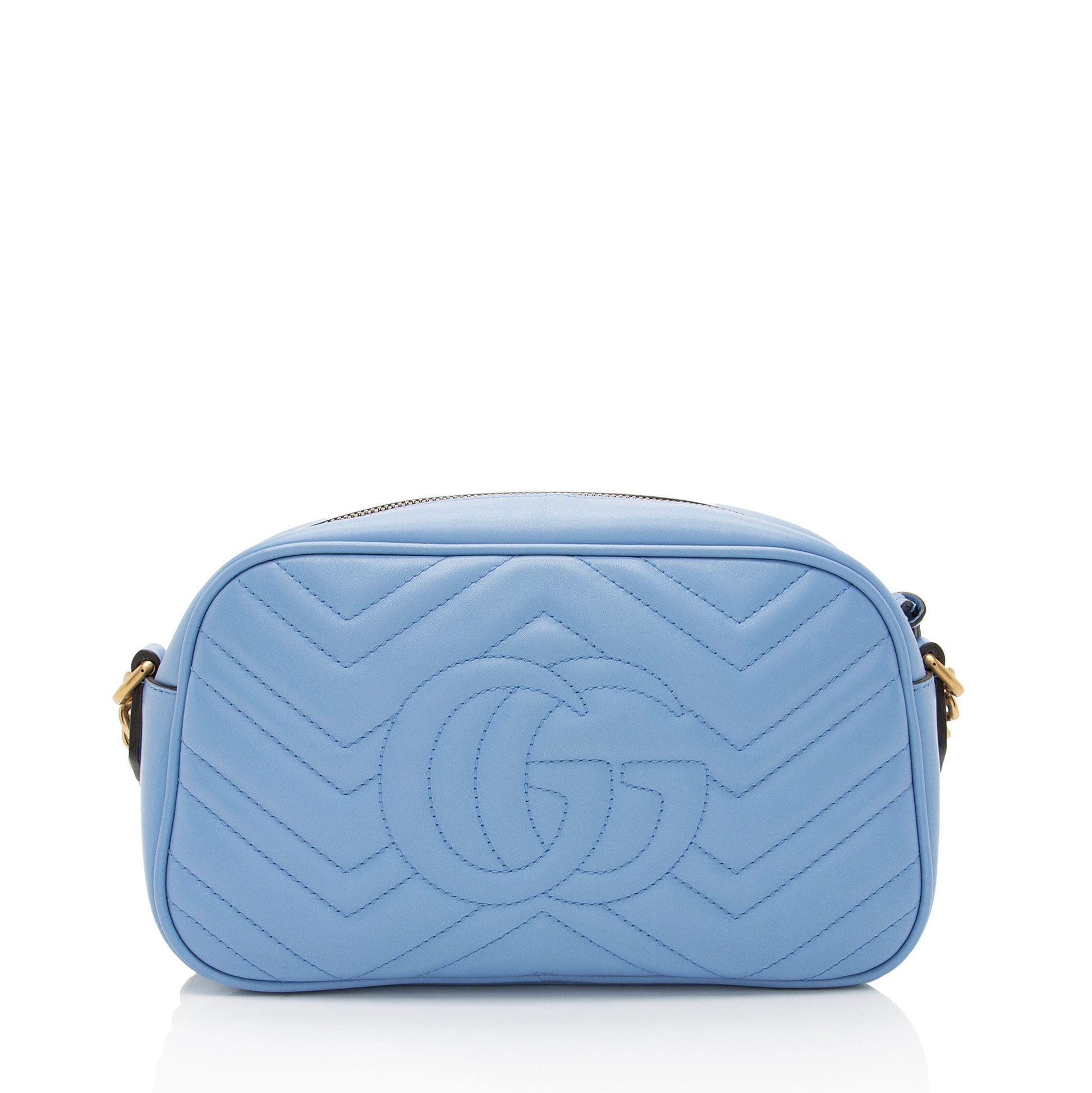 Gucci GG Marmont Matelasse Leather Blue Small Crossbody Bag