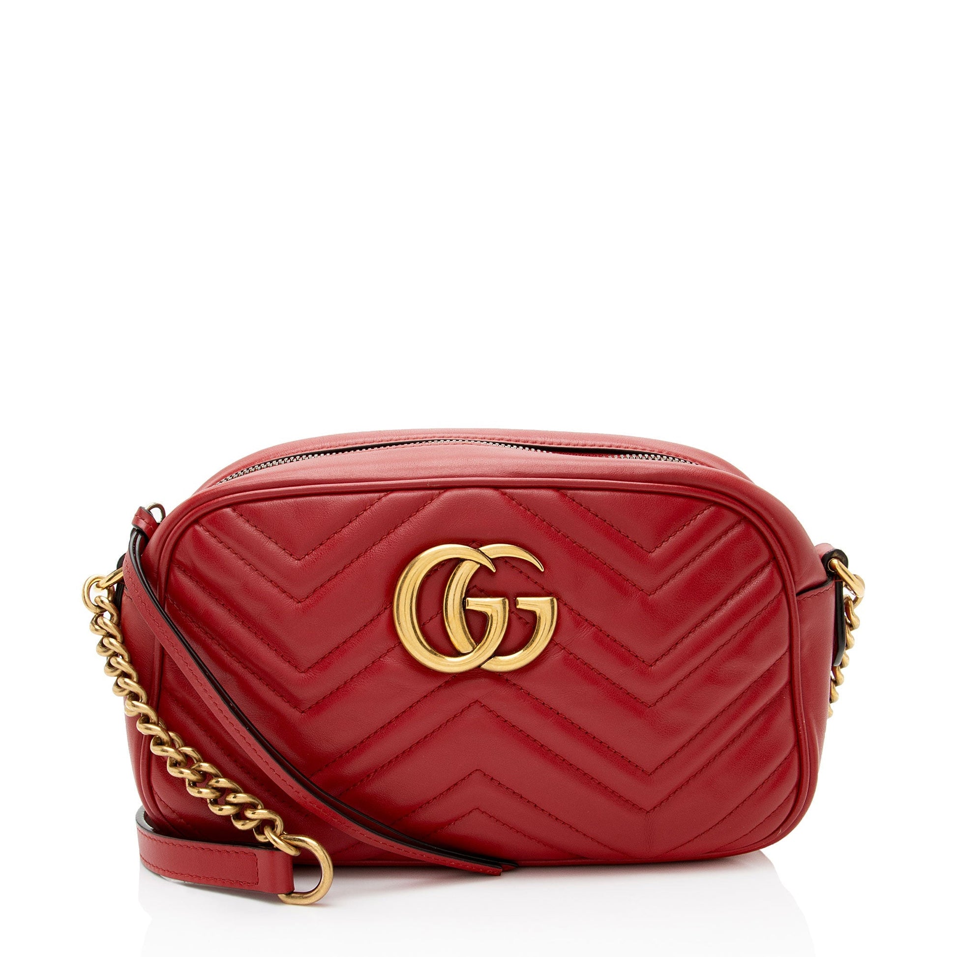 Gucci GG Marmont Camera Matelasse Leather Red Small Crossbody Bag Bag 11