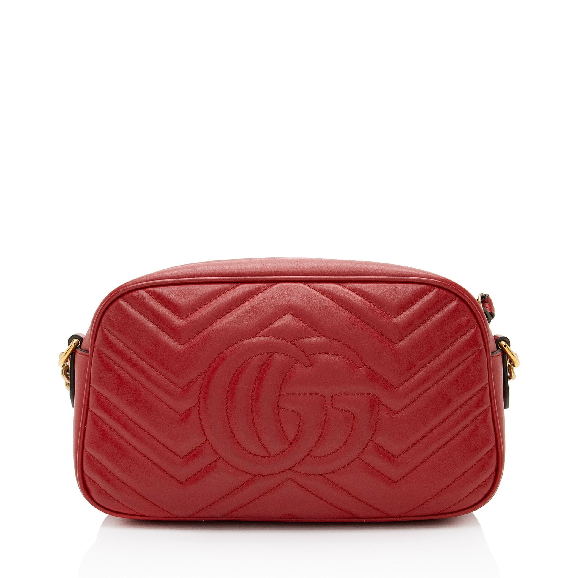 Gucci GG Marmont Camera Matelasse Leather Red Small Crossbody Bag