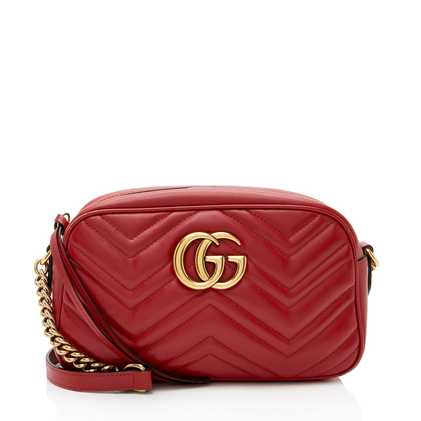 Gucci GG Marmont Camera Matelasse Leather Red Small Crossbody Bag