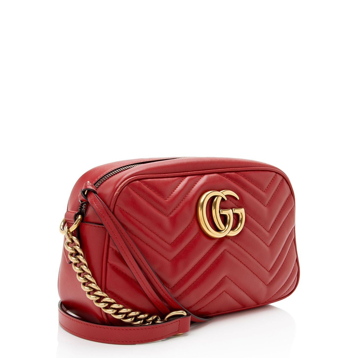 Gucci GG Marmont Camera Matelasse Leather Red Small Crossbody Bag